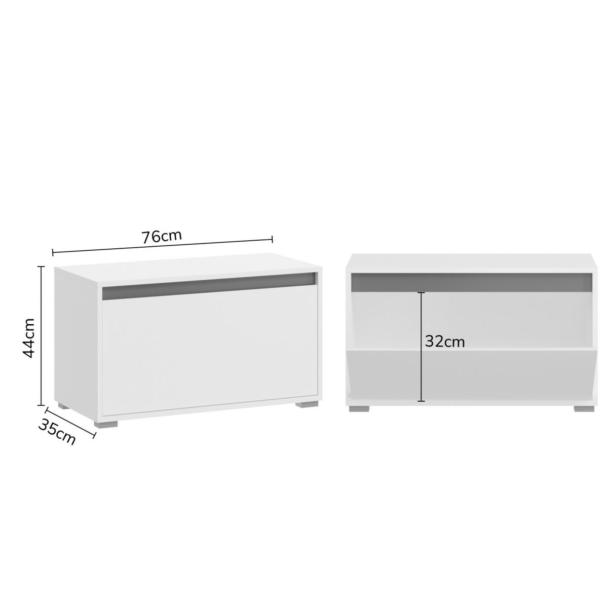 Garderobenbank Torino Weiß B: 76 cm - Silberfarben/Grau, KONVENTIONELL, Holzwerkstoff (76/44/35cm) - MID.YOU