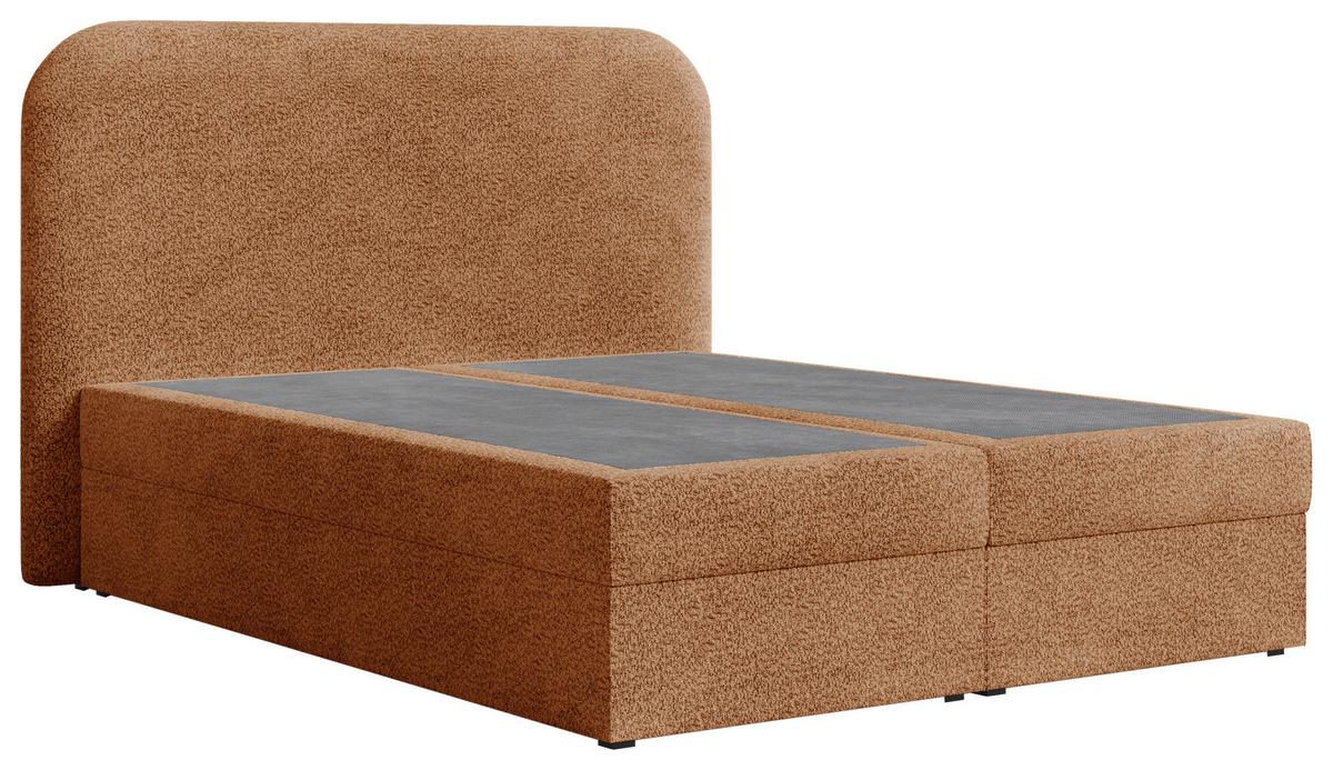 Boxbett London mit Topper 180x200 - Terracotta/Schwarz, MODERN, Holz/Kunststoff (180/200cm) - Livetastic