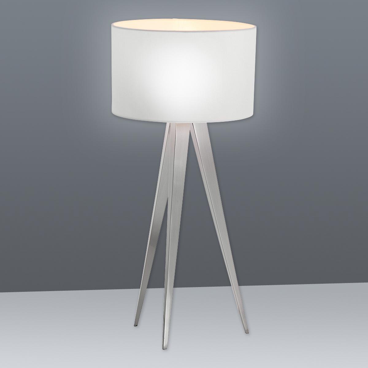 Tischlampe Tripod Nickelfarben Mit Kippschalter - Nickelfarben, Design, Textil/Metall (28/61,5cm) - Näve