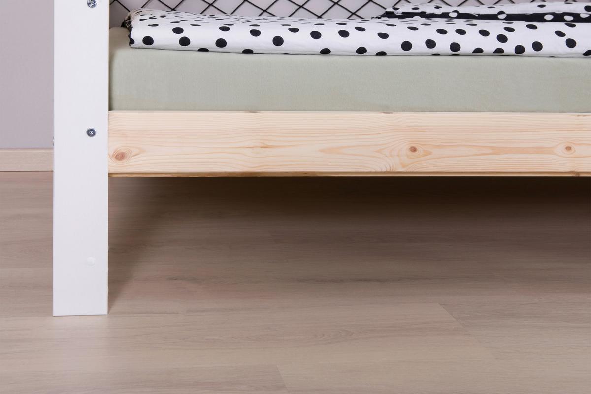 Bodenbett mit Rollrost 90x200 cm Natufarben/Weiß - Naturfarben/Weiß, MODERN, Holz (90/200cm) - MID.YOU