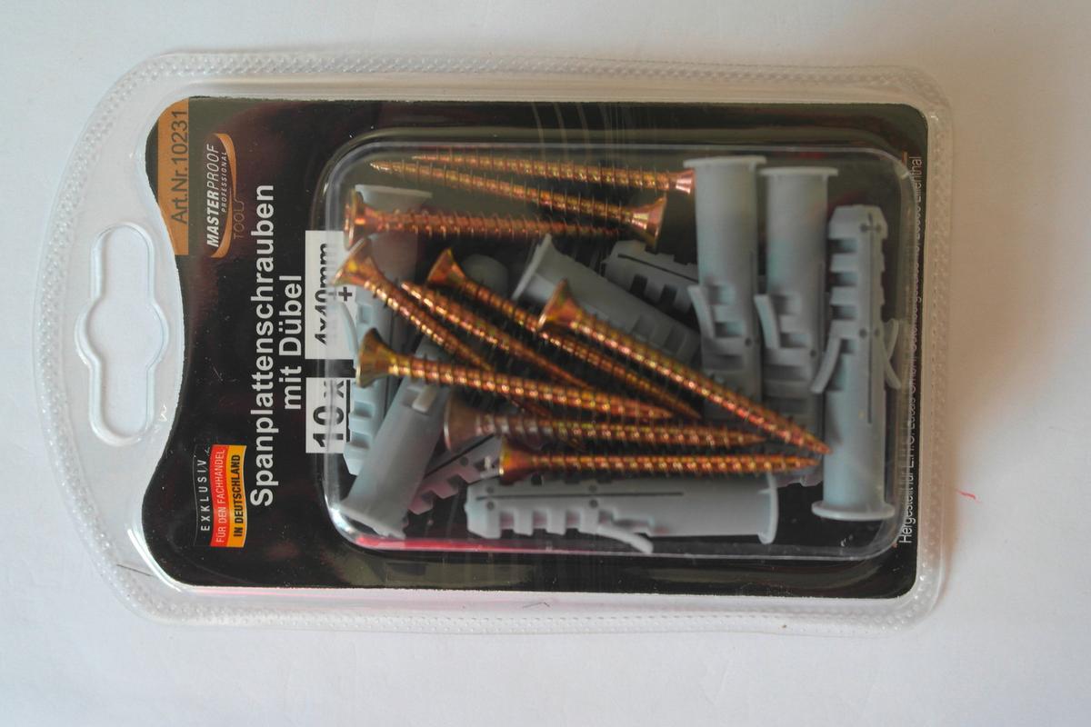 Spanplattenschrauben Metall L: 13 Cm 10 Stk. Mit Dübel - Basics, Kunststoff/Metall (13/7,5/2,cm)