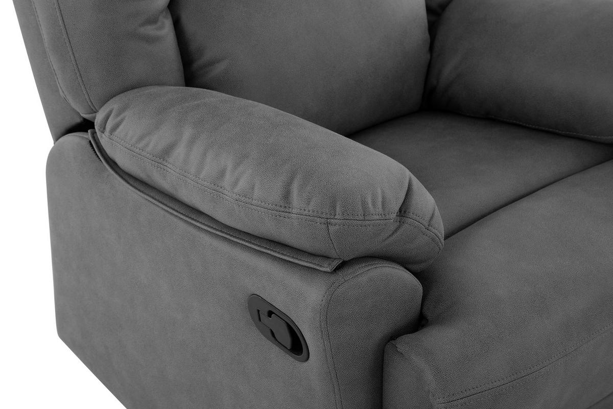 Relaxačné kreslo CLARA, sivá, s relaxačnou funkciou - čierna/sivá, Konventionell, kov/textil (89/99.5/94cm) - Livetastic