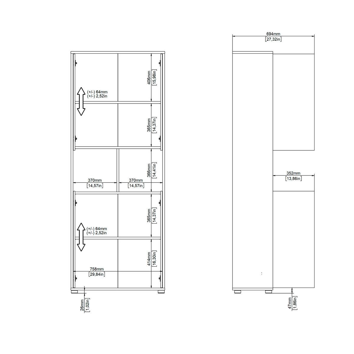 Aktenschrank Sign Grau/Eichefarben, B: 79,6 cm - Eichefarben/Grau, MODERN, Holzwerkstoff (79,6/207,7/34,3cm) - MID.YOU