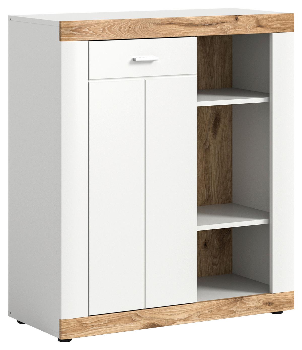 Kommode Laredo Weiß/nox Oak B: 91 Cm - KONVENTIONELL, Holzwerkstoff (91/104/40cm) - MID.YOU