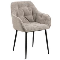 Armlehnstuhl Brooke Beige Gepolstert - Beige/Schwarz, MODERN, Textil/Metall (58/83/55cm) - MID.YOU