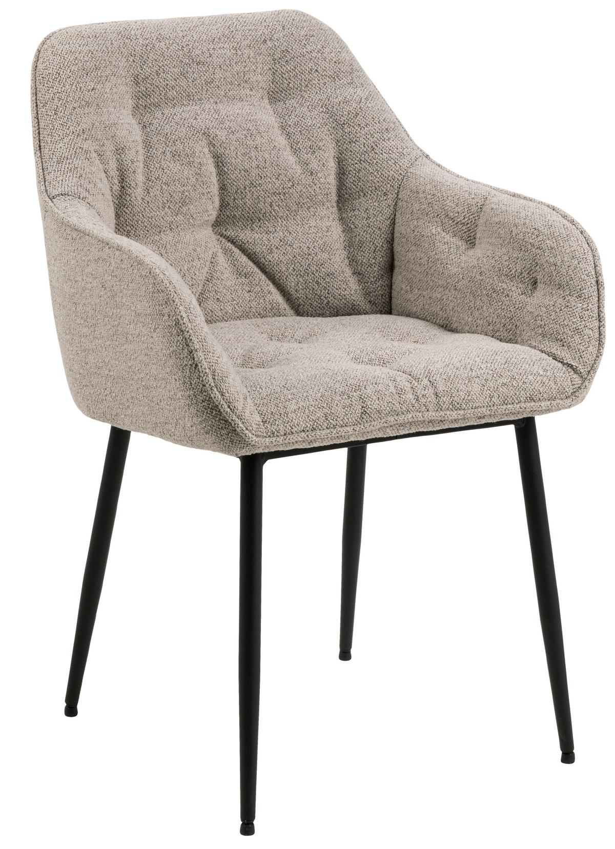 Armlehnstuhl Brooke Beige Gepolstert - Beige/Schwarz, MODERN, Textil/Metall (58/83/55cm) - MID.YOU