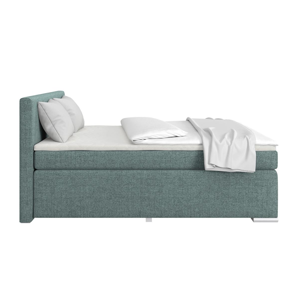 Boxspringbett Mira I Nordic, Lf: 160x200 Cm - Blau/Alufarben, Basics, Textil (160/200cm)