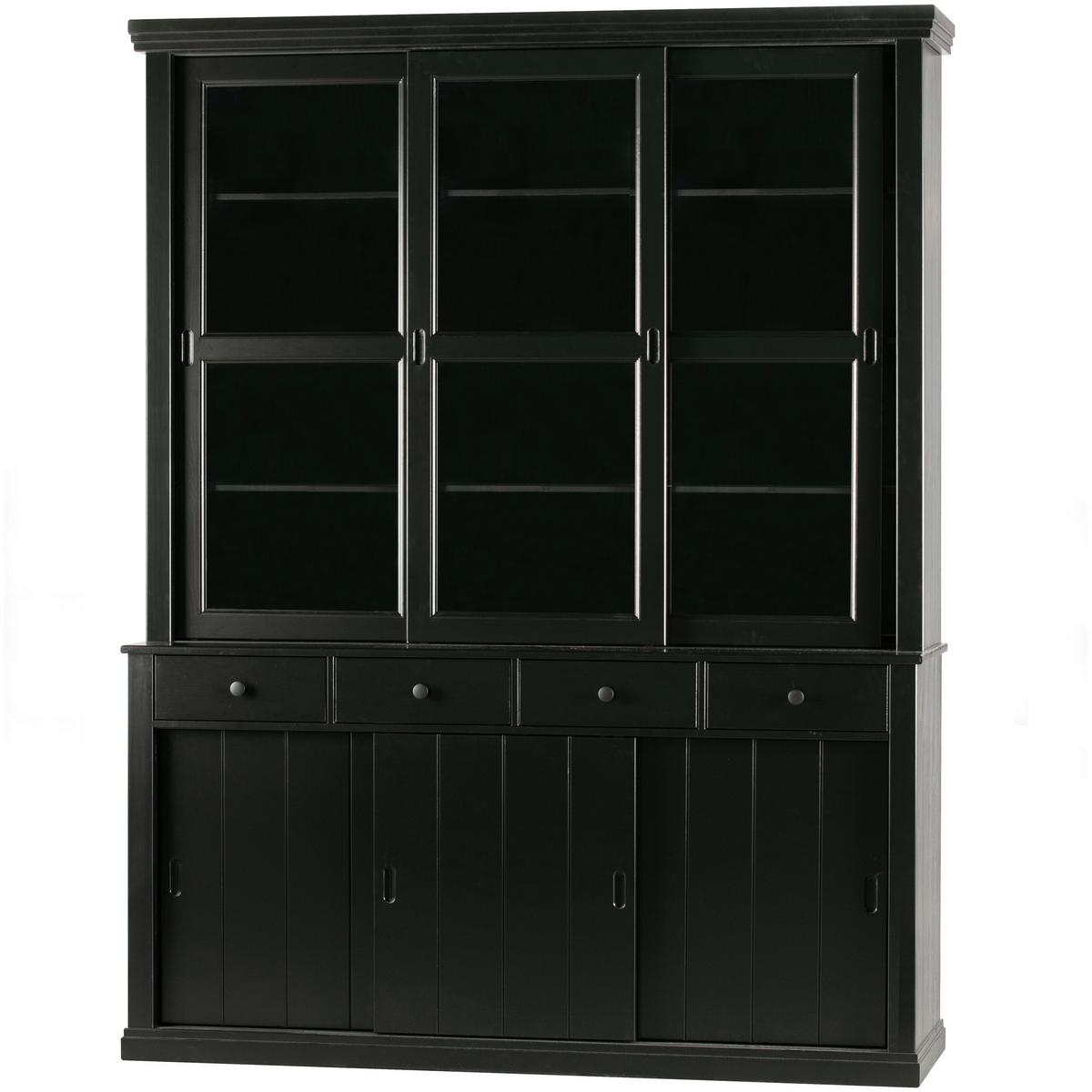 Vitrine Lagos Schwarz B: 166 Cm - Schwarz, Design, Glas/Holz (166/214/48cm) - Livetastic