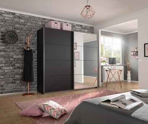 Schwebetürenschrank m. Spiegel 226cm Belluno, Grau Metallic - Grau, MODERN, Holzwerkstoff (226/230/62cm) - Rauch Möbel