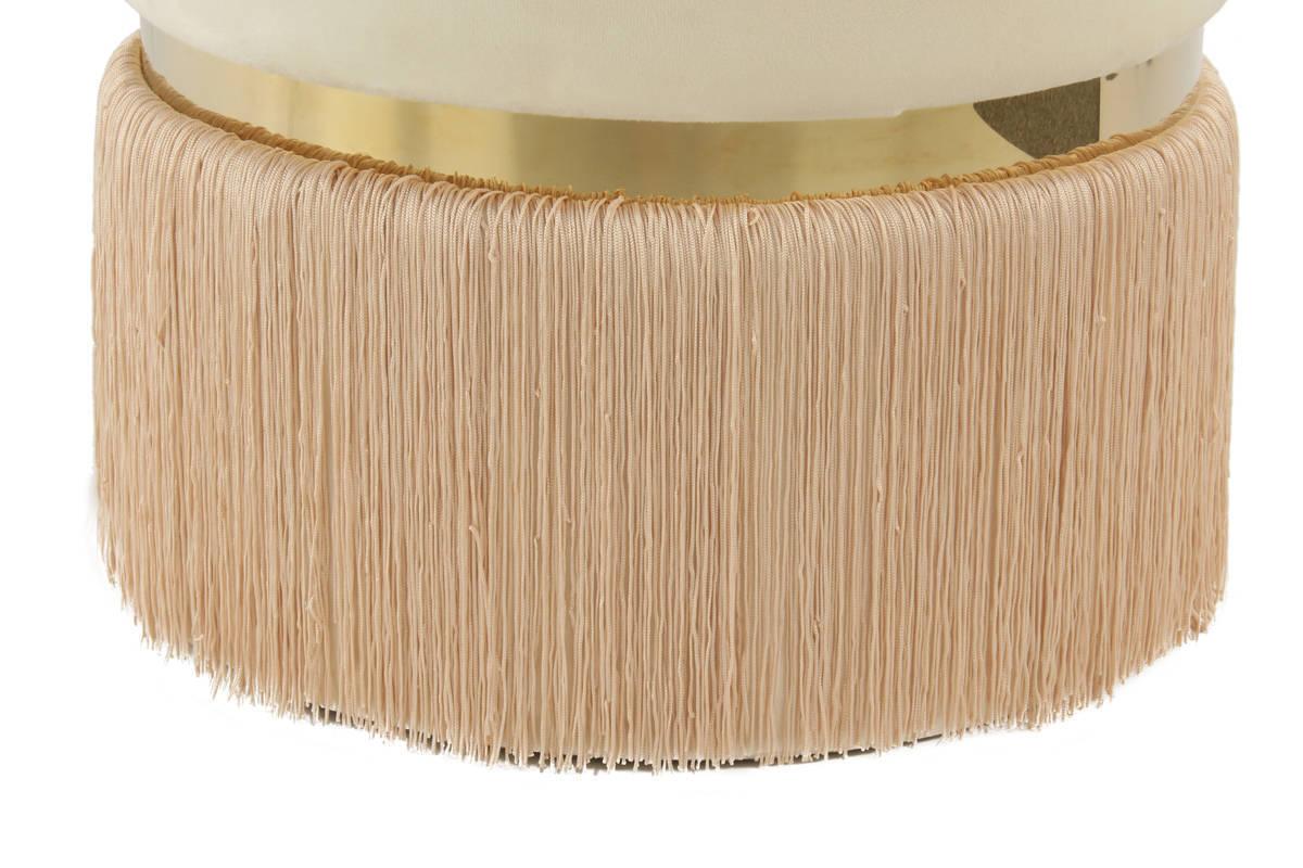 Hocker Pouf Samt/Edelstahl Champagner H: 44,5 cm - Champagner/Goldfarben, Basics, Holzwerkstoff/Textil (41/44,5/41cm) - Kayoom