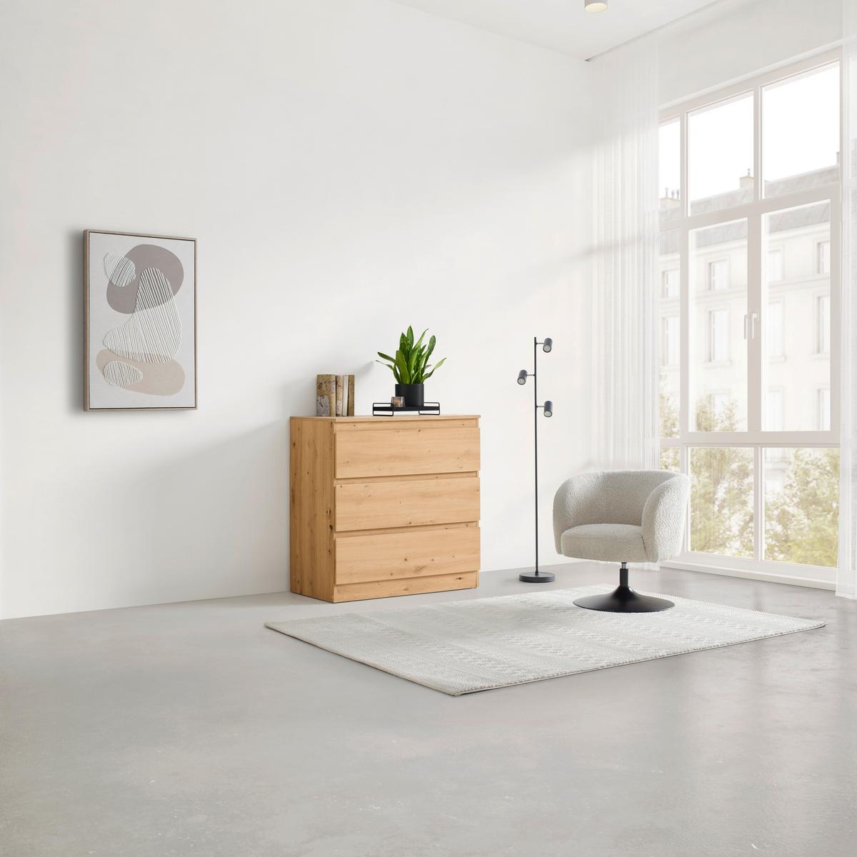 KOMODA MARA - černá/barvy stříbra, Konvenční, kompozitní dřevo/plast (77/80/42cm) - Mömax