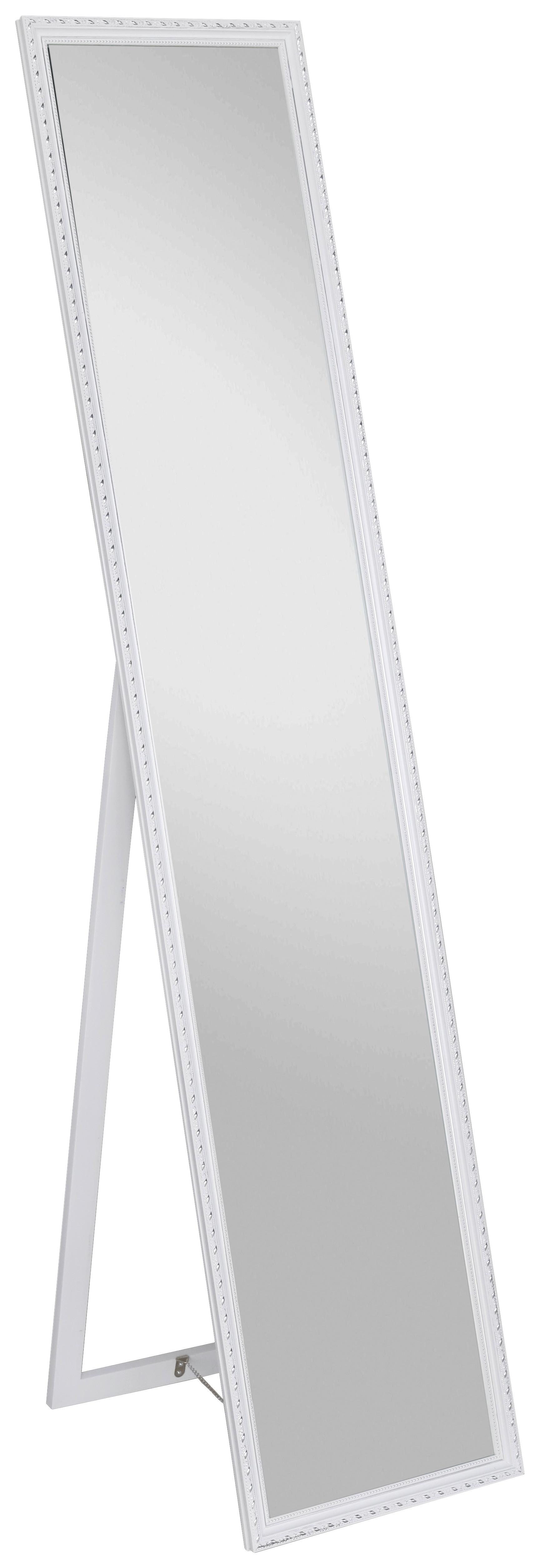 Standspiegel Pisa Rechteckig 34x160cm Weiß/Silber - Silberfarben/Weiß, MODERN, Glas/Holz (34/160/2,3cm)