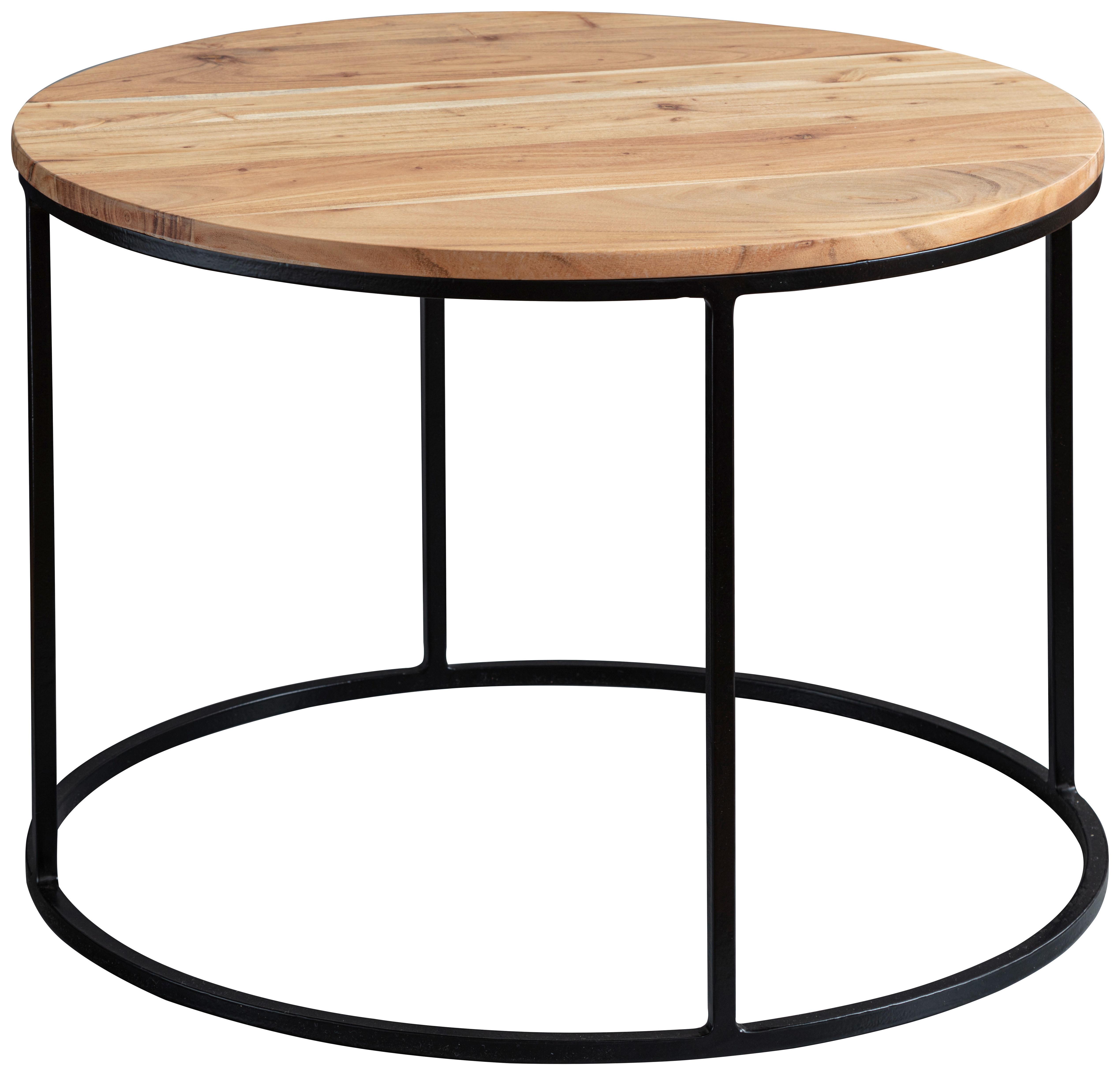 Konferenční stůl Akácia - černá/barvy akácie, Moderní, kov/dřevo (60/60/43cm) - MID.YOU