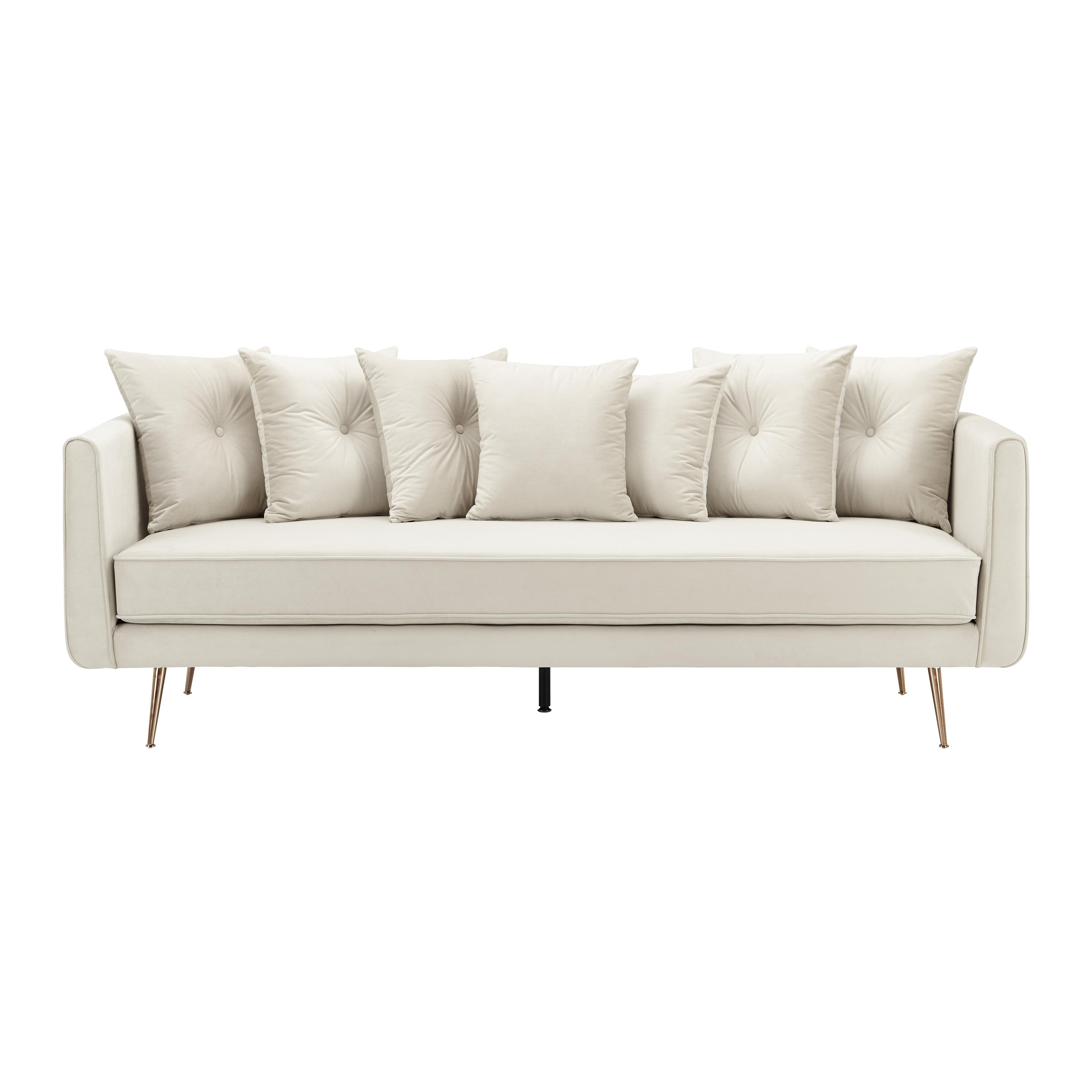 Elegantní Pohovka Luis Béžová - barvy zlata/béžová, Moderní, kov/dřevo (225/87/87cm) - Bessagi Home