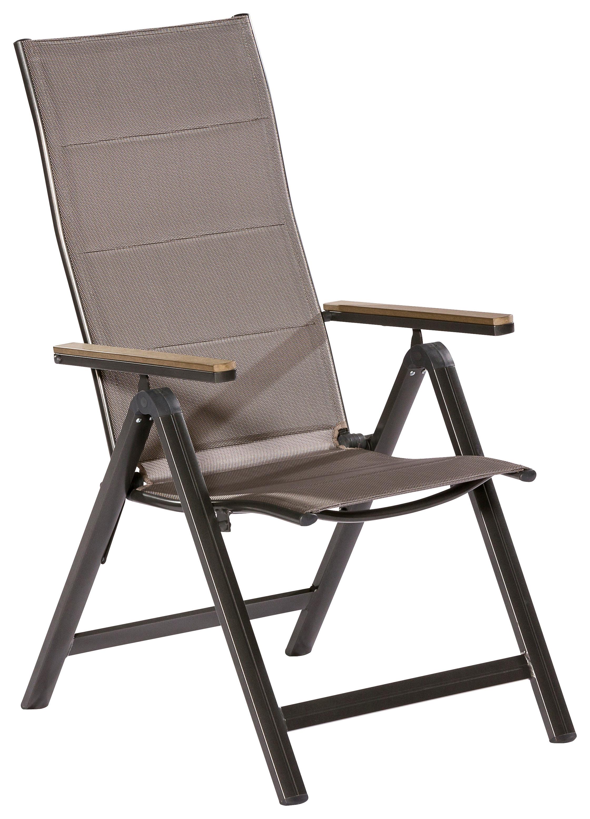 Gartensessel Klappbar Trivero Aluminium - Graphitfarben/Grau, MODERN, Kunststoff/Metall (58/112/113cm) - Gardenson