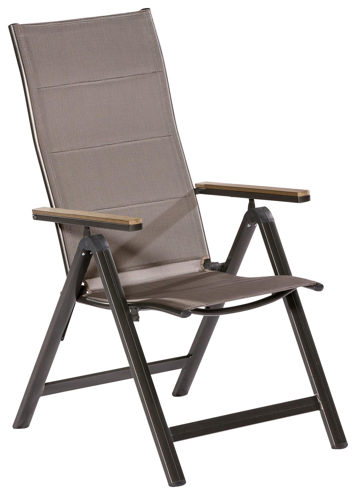Gartensessel Klappbar Trivero Aluminium - Graphitfarben/Grau, MODERN, Kunststoff/Metall (58/112/113cm) - Gardenson