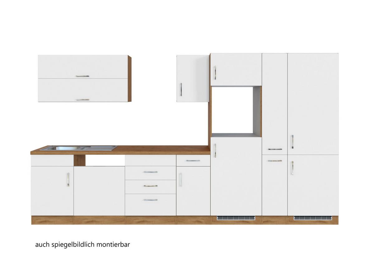 Küchenzeile Sorrento ohne Geräte 360 cm Weiß - Eichefarben/Weiß, MODERN, Holzwerkstoff (360/200/60cm) - Held