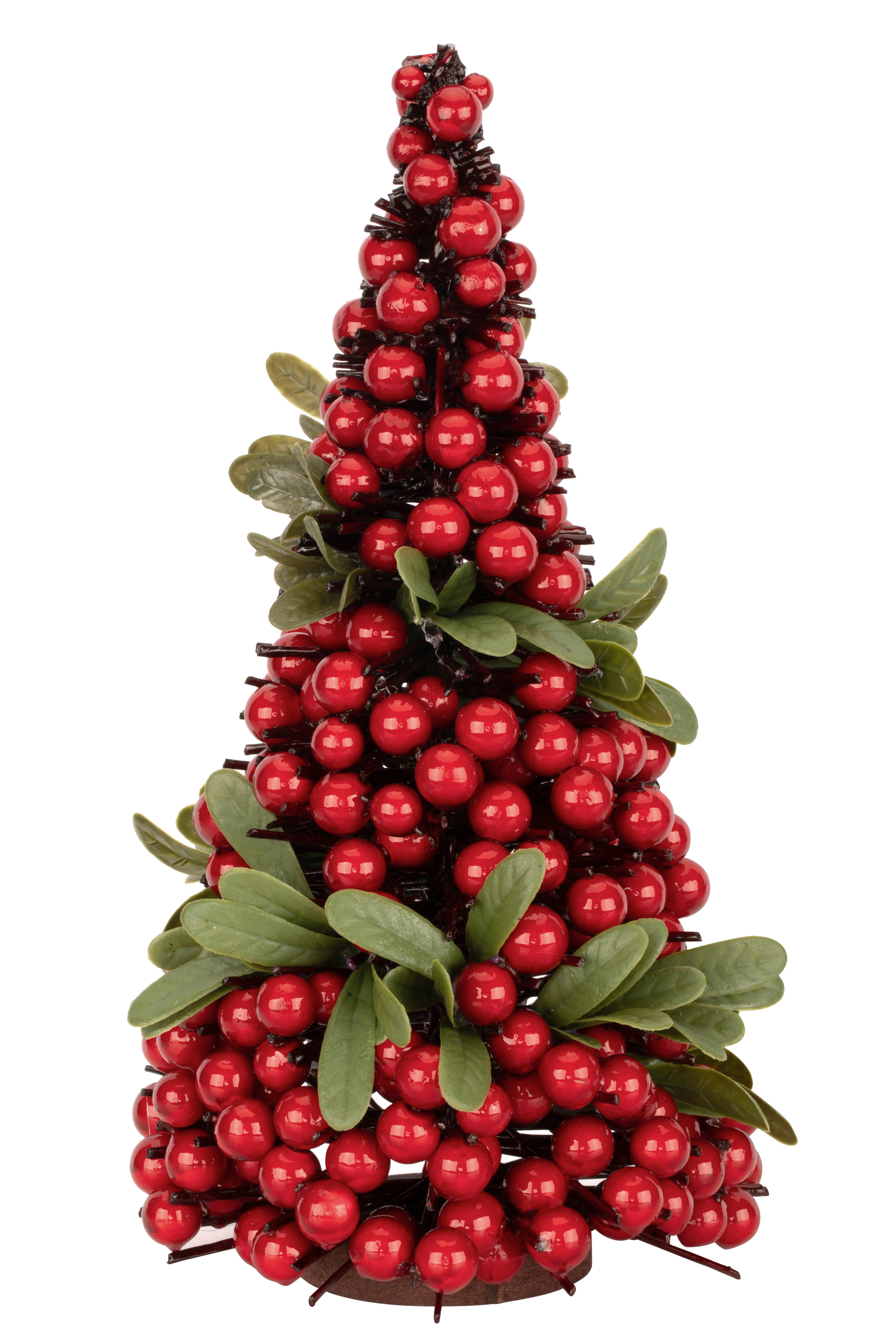 Dekoweihnachtsbaum Anton - Rot/Grün, KONVENTIONELL, Naturmaterialien/Kunststoff (15/30cm) - Luca Bessoni