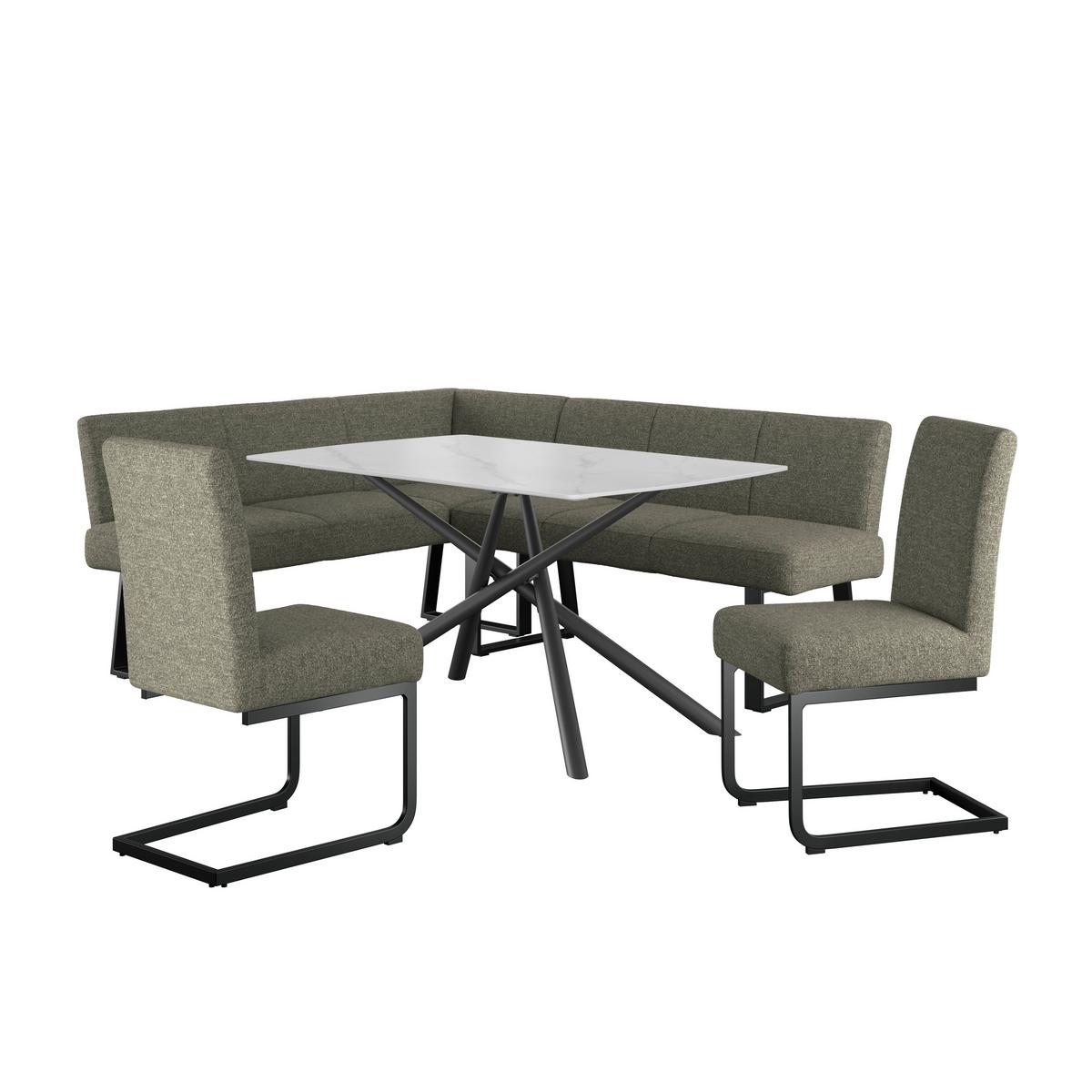 Eckbank Grün/Metallbeine Terri 150x190 cm - Schwarz/Grün, MODERN, Textil/Metall (150/190cm) - MID.YOU