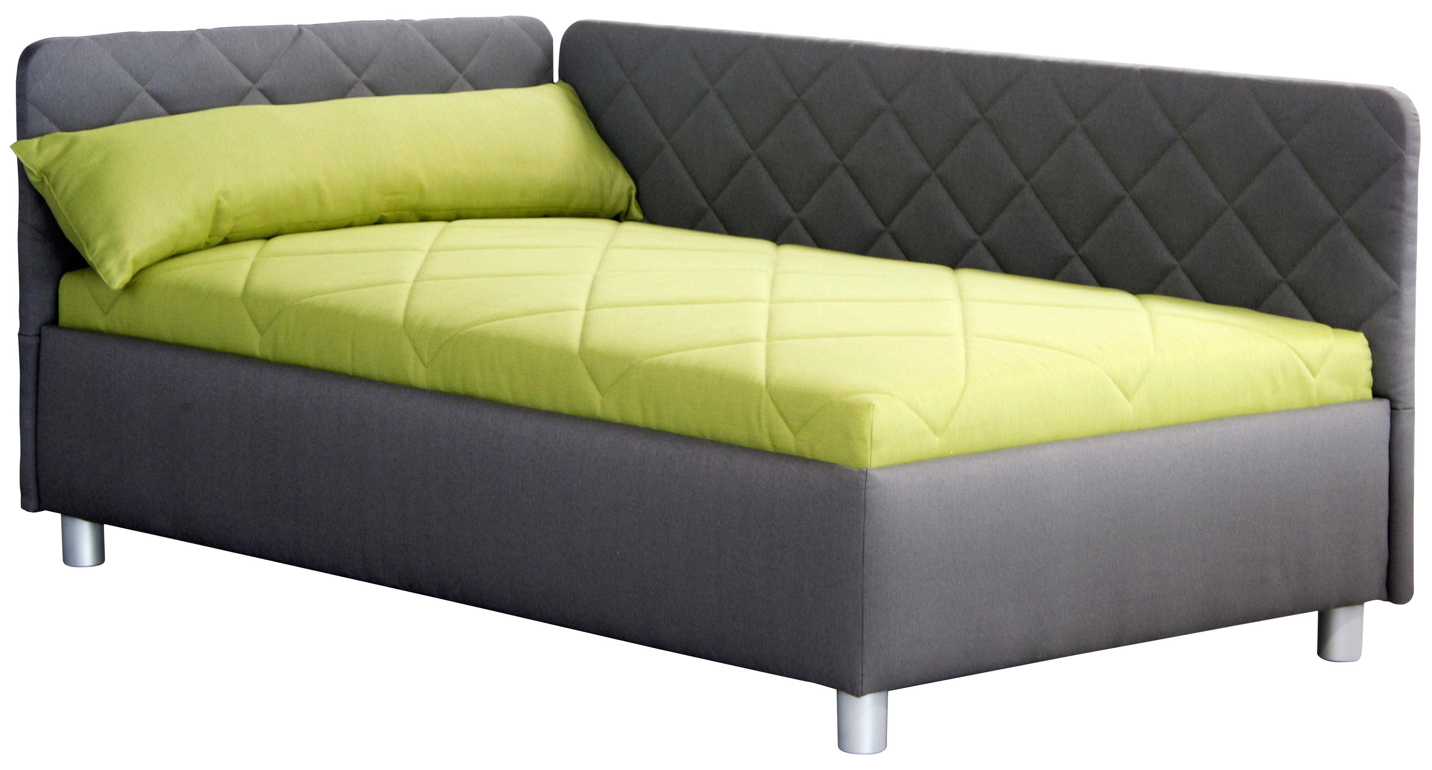Polsterbett Sorbona 110x200 Grau/lime - Silberfarben, KONVENTIONELL, Textil (110/200cm)