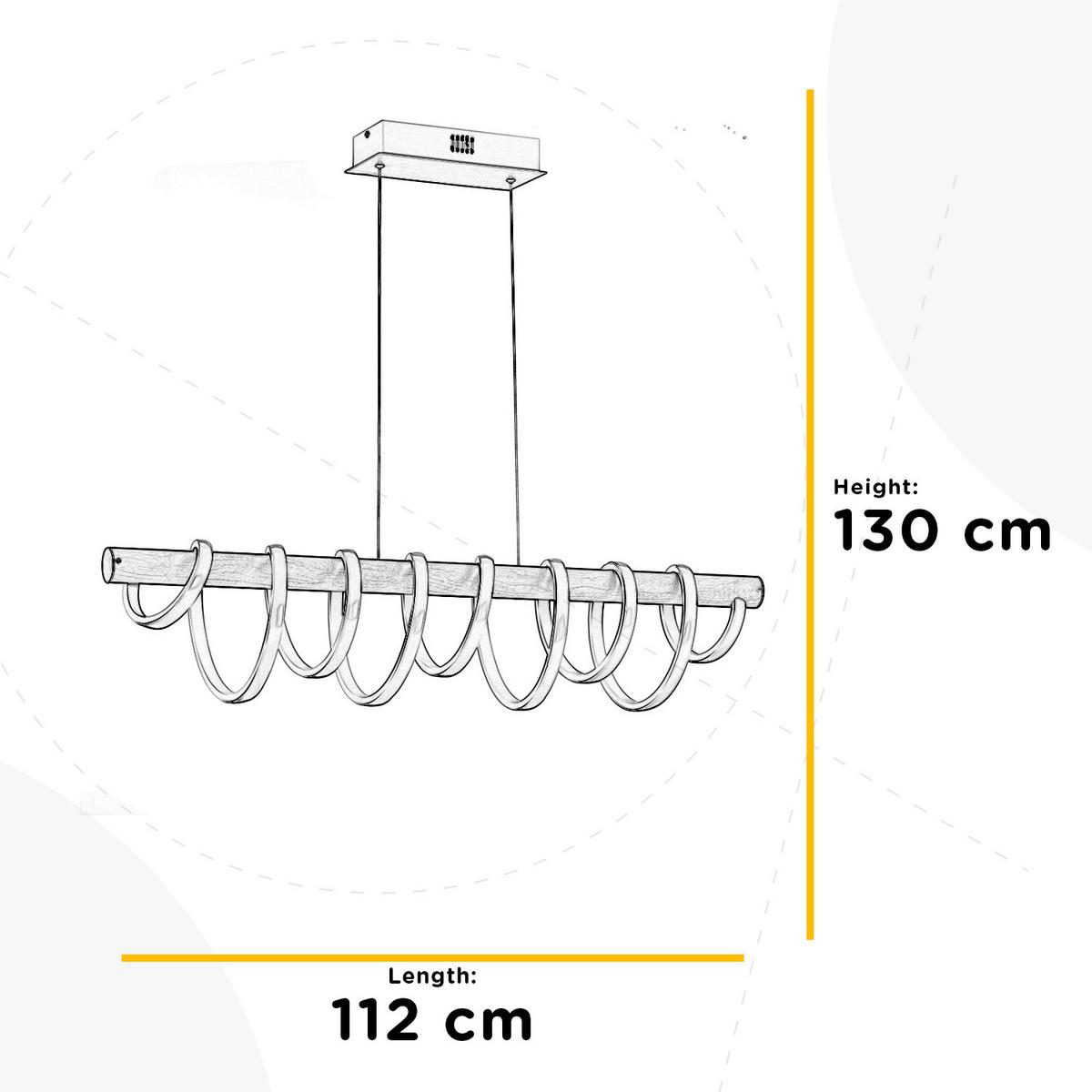 Led-hängeleuchte 5008/s - Weiß/Akaziefarben, Natur, Metall (112/22/130cm)