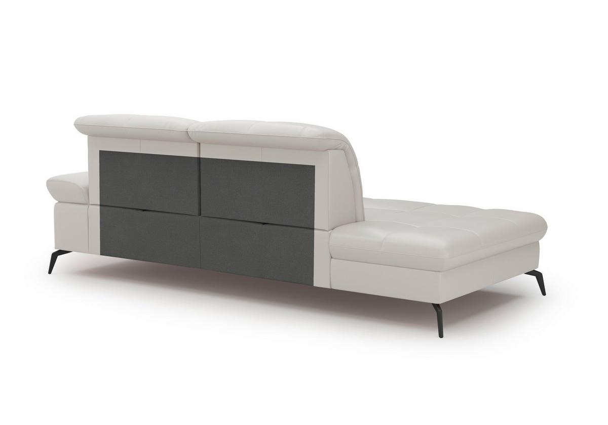 Récamiere Amica E, Weiß B: 231 cm - Schwarz/Weiß, KONVENTIONELL, Leder/Textil (231/90/122cm) - Sit & More