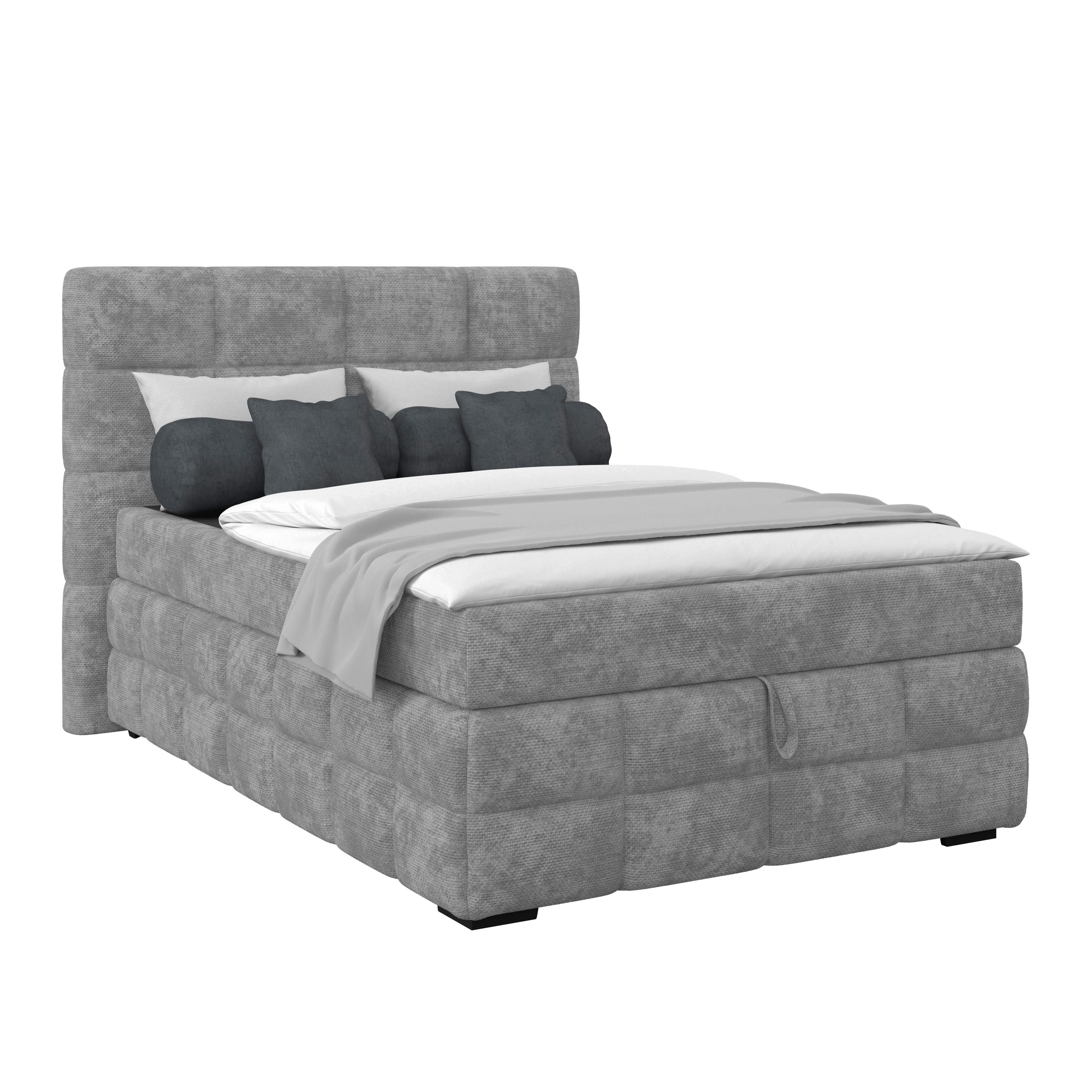 Čalúnená posteľ VEGA 140x200 cm, sivá - čierna/sivá, Trend, drevo/textil (140/200cm)