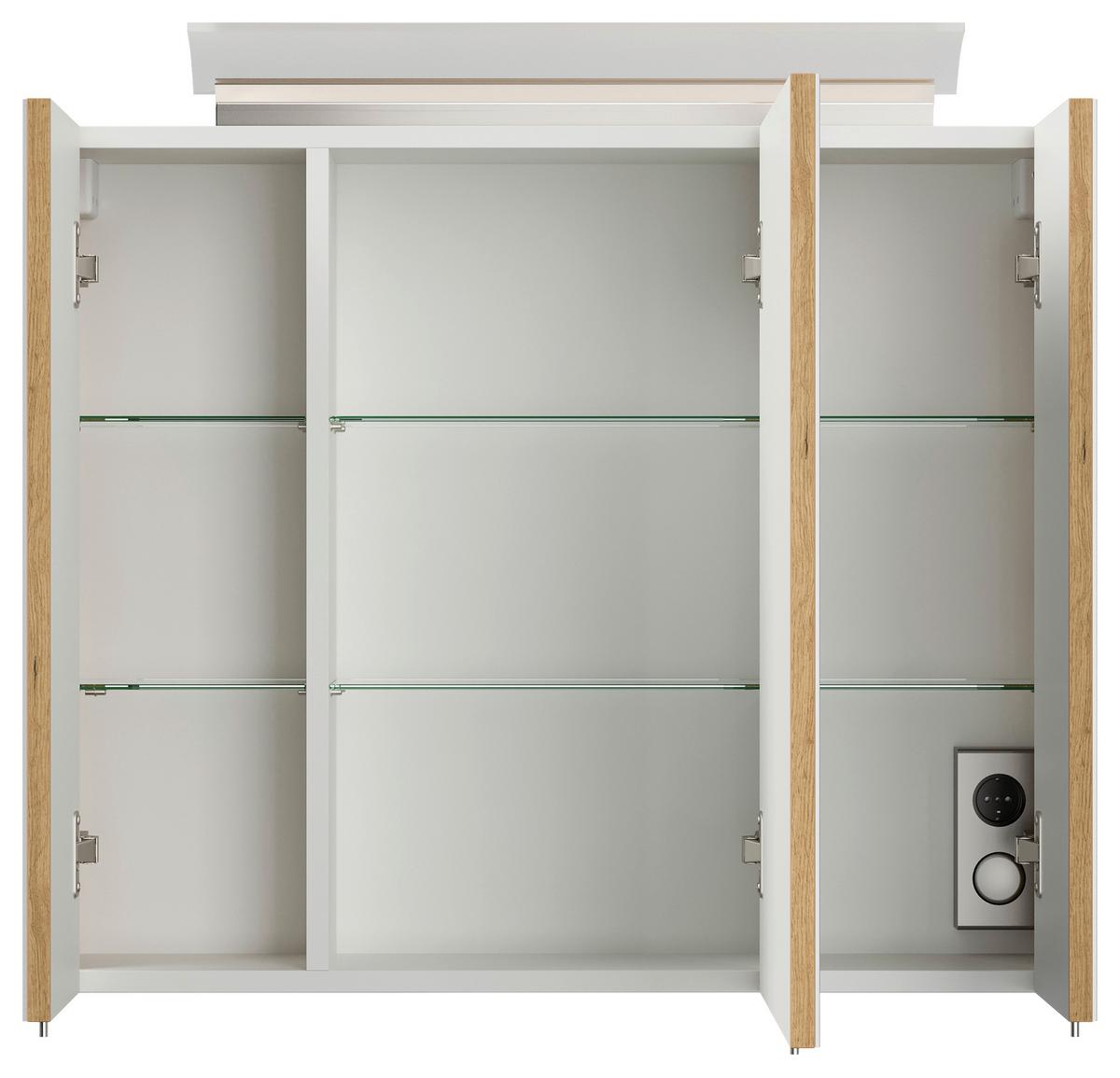 Spiegelschrank Eiche Dekor B: 75 cm - Eichefarben, MODERN, Glas/Holzwerkstoff (75/62/17cm) - MID.YOU