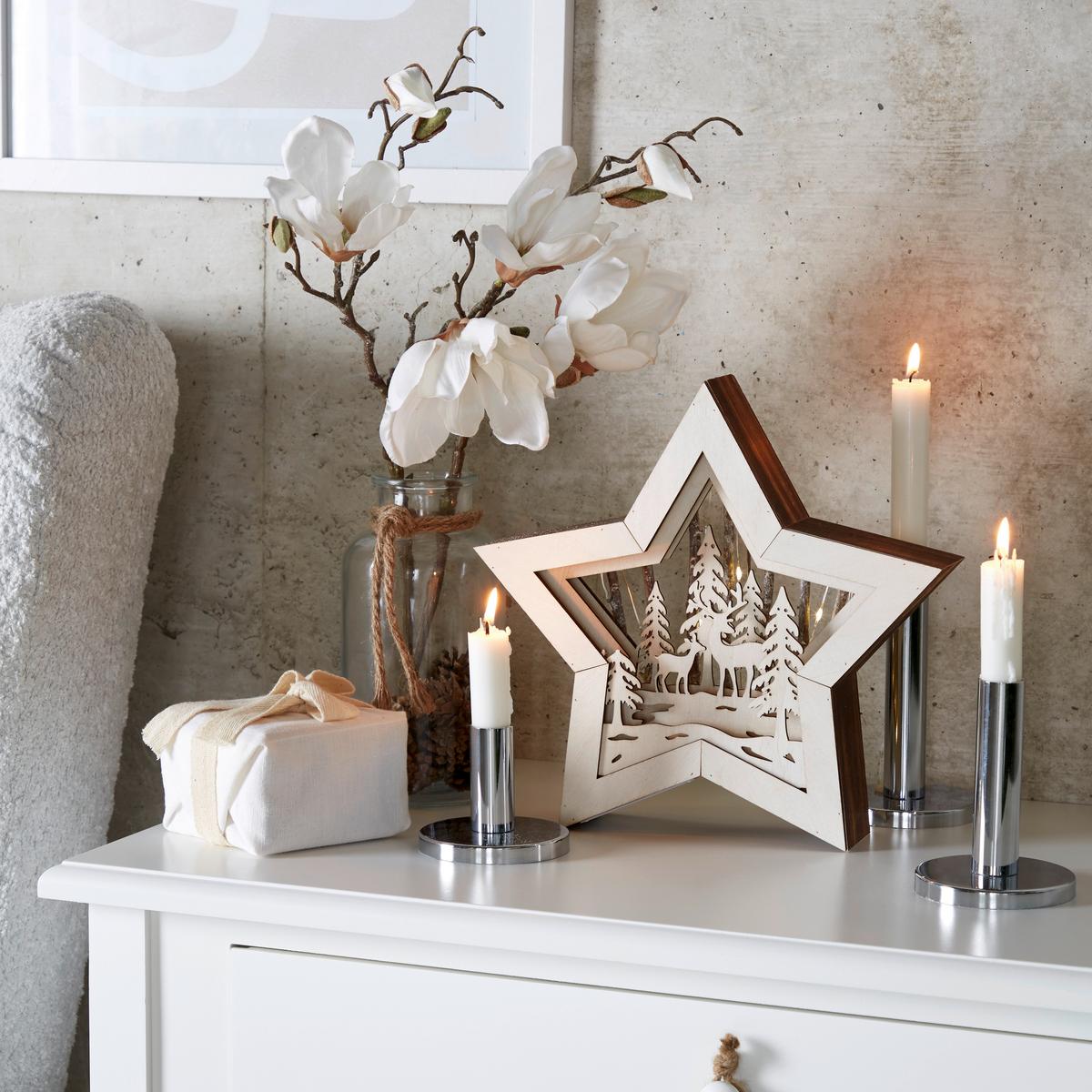 Kunstpflanze Magnolie Weiß H: 50 Cm - Weiß/Braun, Basics, Kunststoff/Textil (50cm)