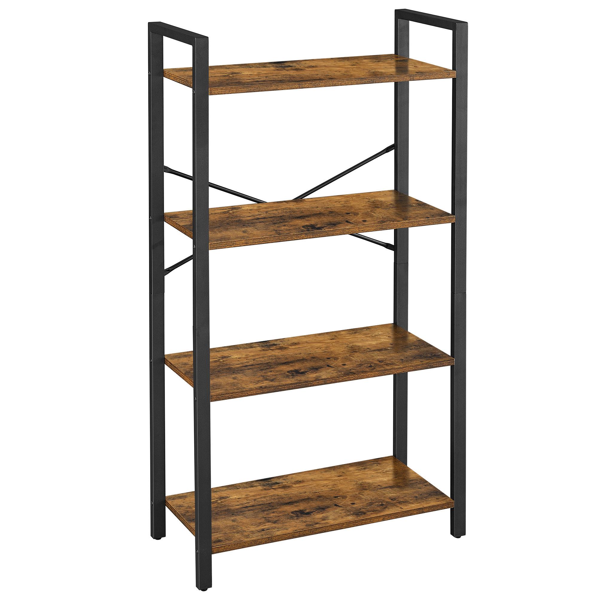 Nástenná knižnica IRON - hnedá/čierna, Basics, kov/kompozitné drevo (66/120/30cm) - Boxxx