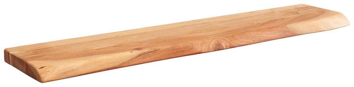 Masivní nástěnná polica z akácie, š: 115 cm - barvy akácie, Moderní, dřevo (115/4/25cm) - MID.YOU