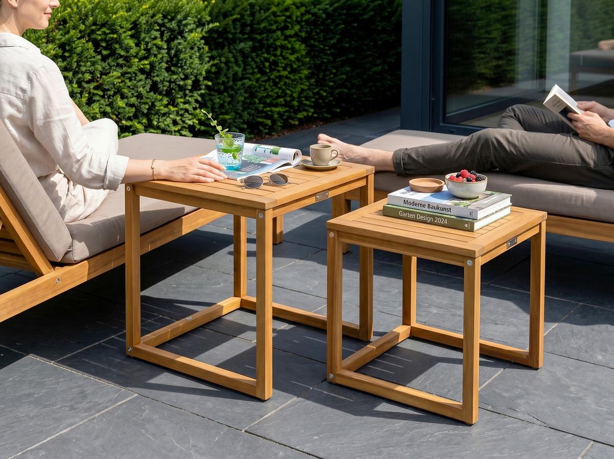 Gartentisch Holz L: 80 cm - Akaziefarben, Basics, Holz (50/50/50cm)