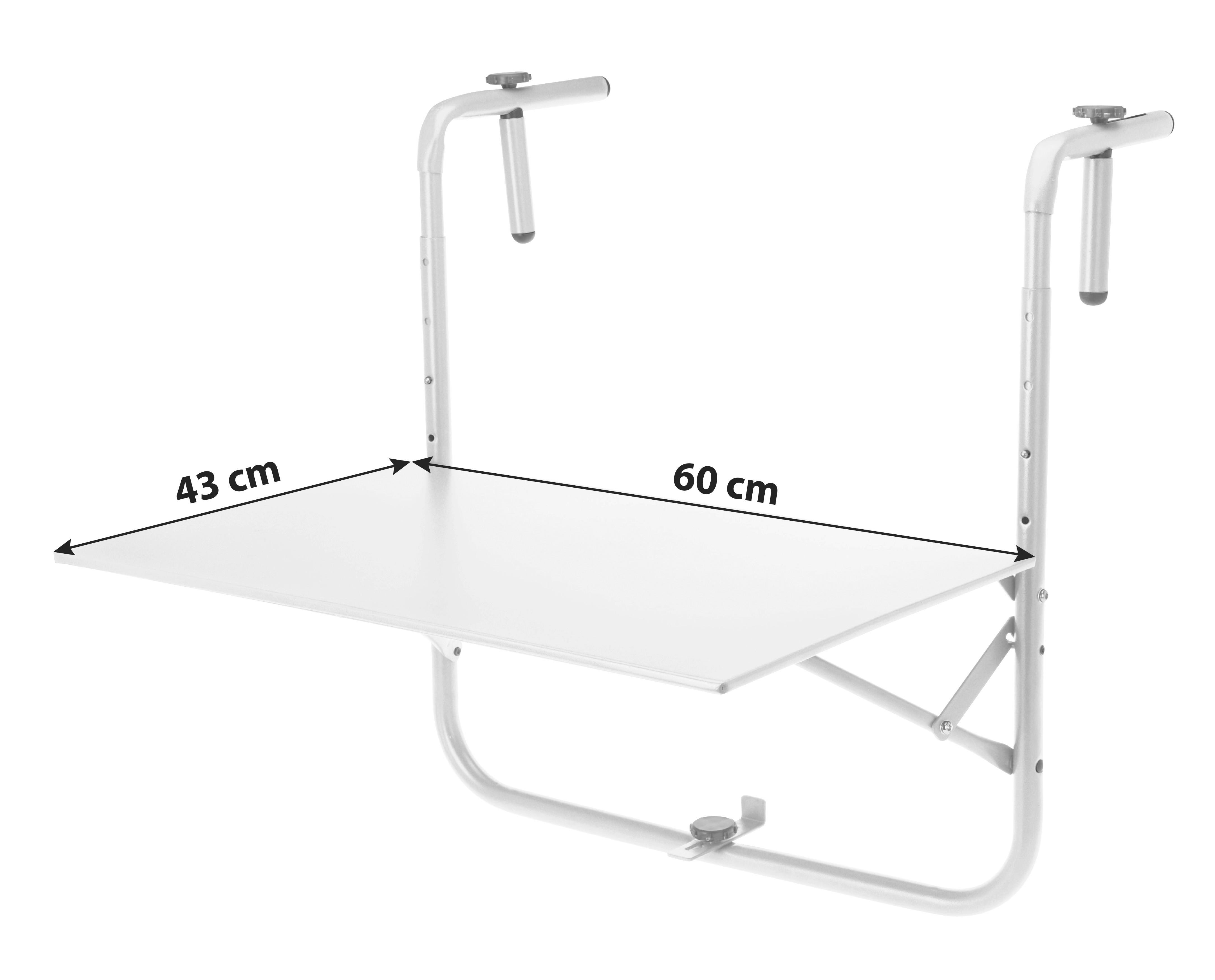 Balkonhängetisch Klappbar Stahl L: 60 cm, Platzsparend - Dunkelgrau, Basics (60/43cm)