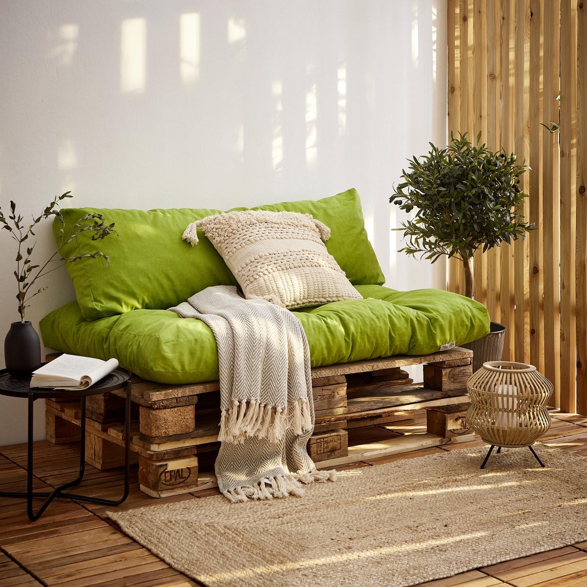 Palettenkissen Set 2-tlg. Loungeset 120x80 Cm Apfelgrün - Grün, Basics, Textil (120/80/16cm)