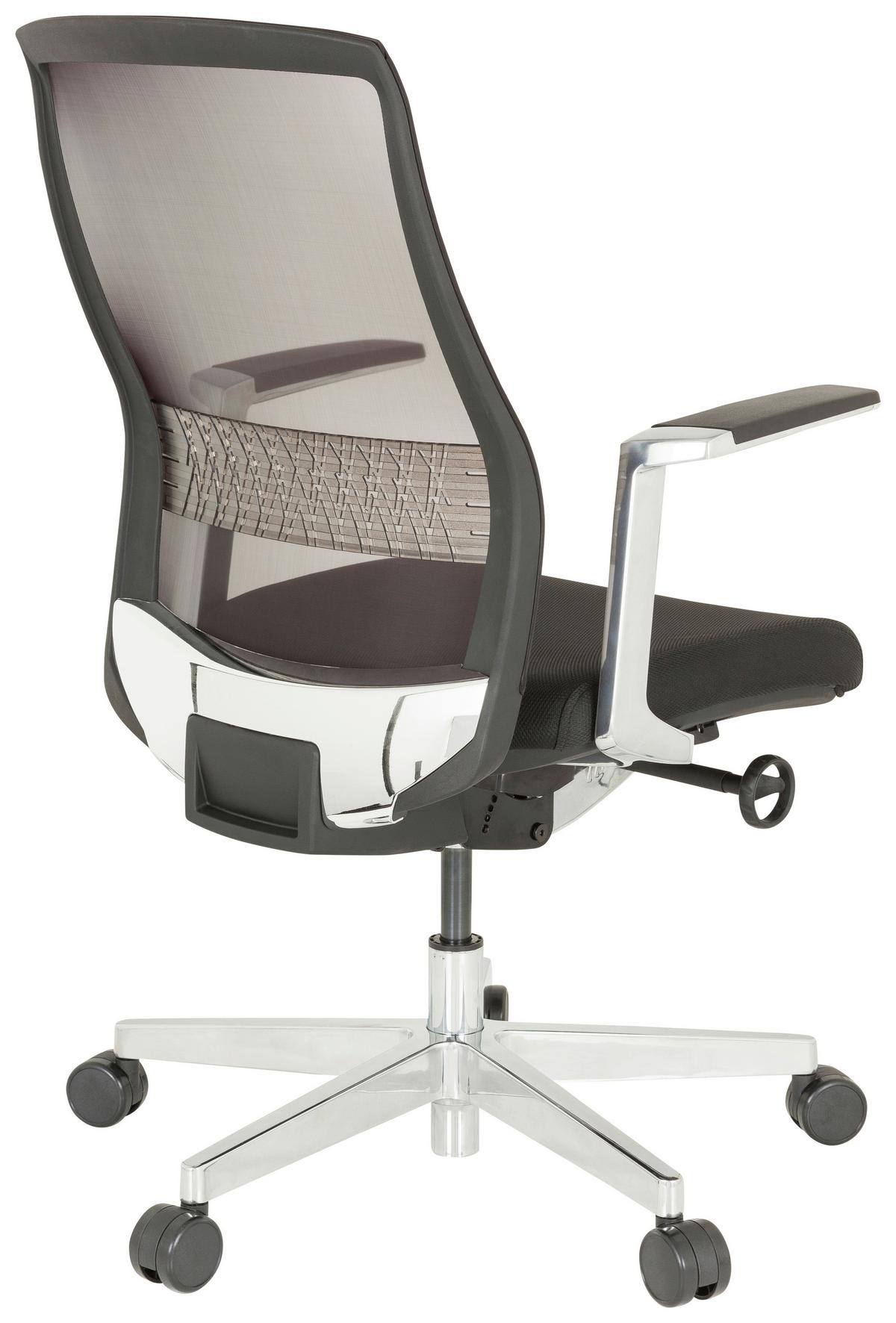 Drehstuhl Fountaine Pro Schwarz - Silberfarben/Schwarz, MODERN, Kunststoff/Textil (64/112/66cm) - MID.YOU