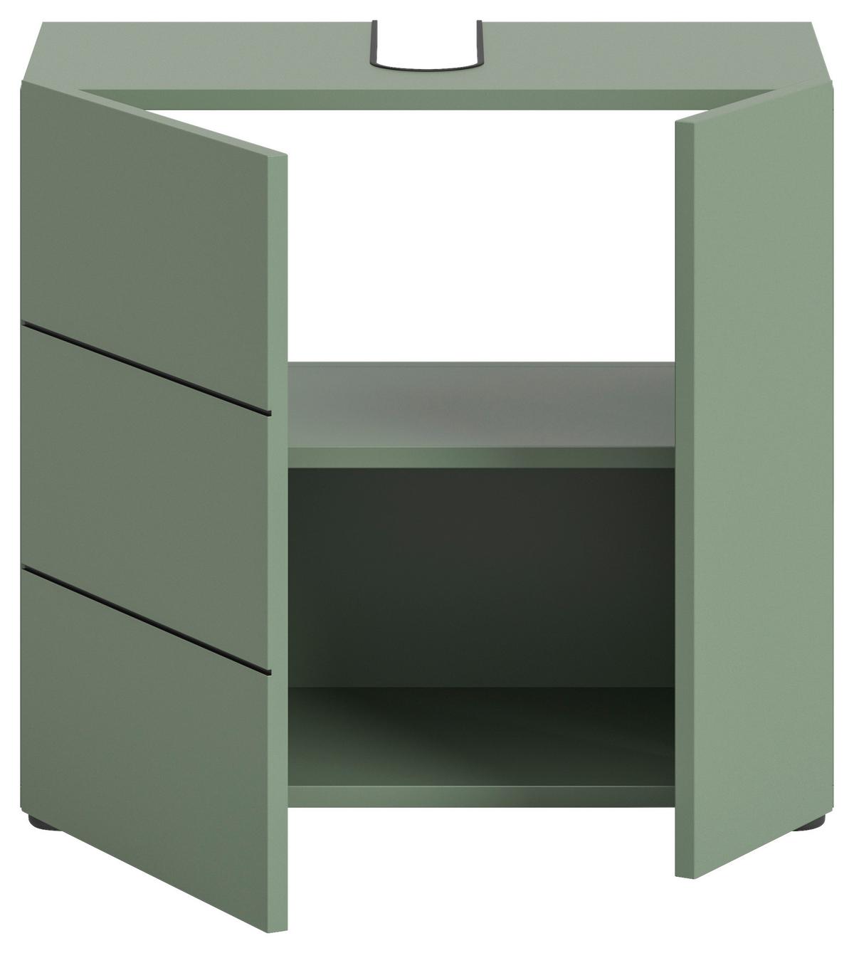 Waschbeckenunterschrank Vira Grün B: 60 cm - Schwarz/Grün, MODERN, Holzwerkstoff (60/57/34cm) - MID.YOU