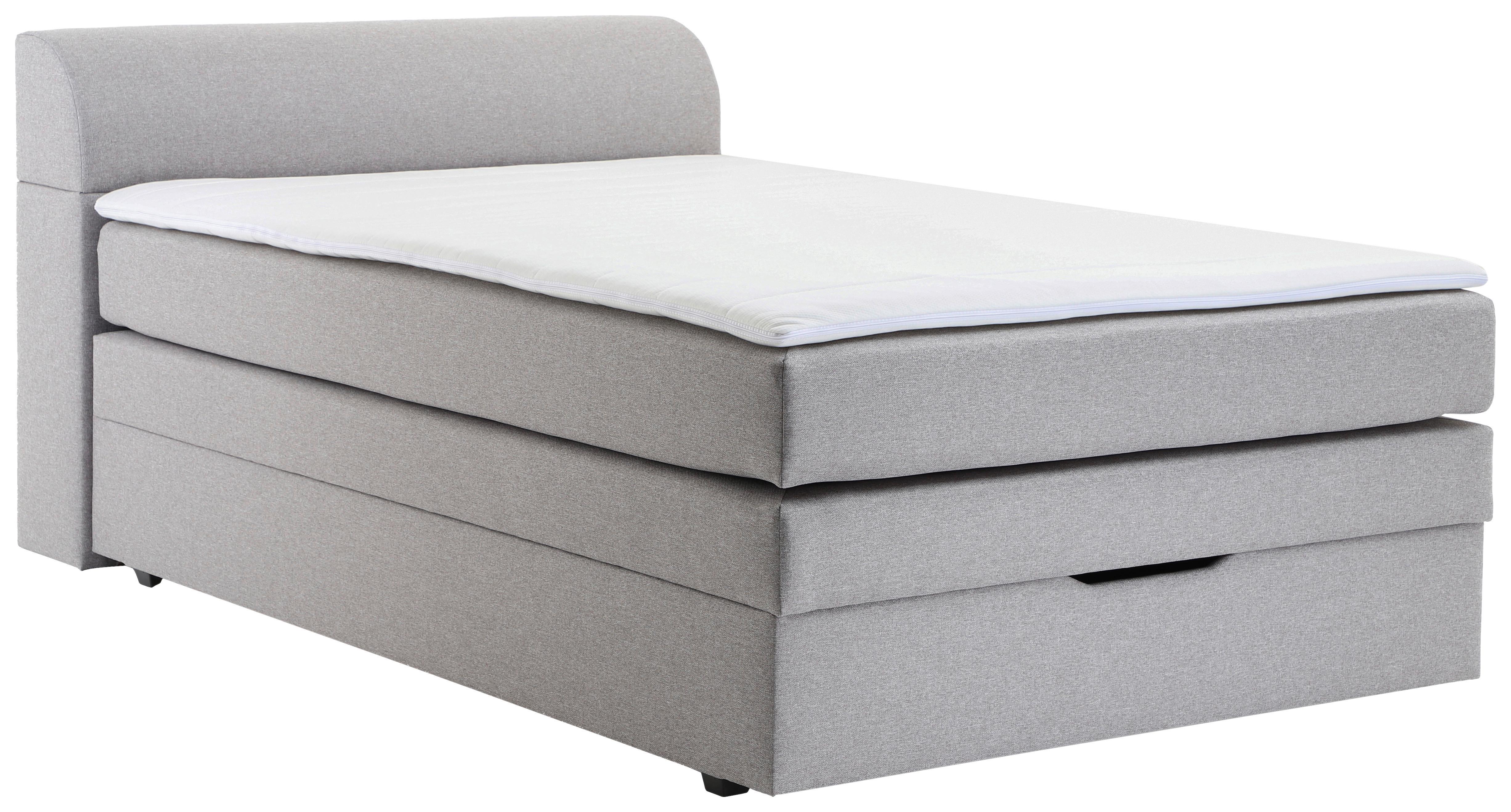 Posteľ Boxspring Flexi Sivá, Cca 140x200 Cm - čierna/sivá, Konvenčný, textil/plast (140/200cm) - Based