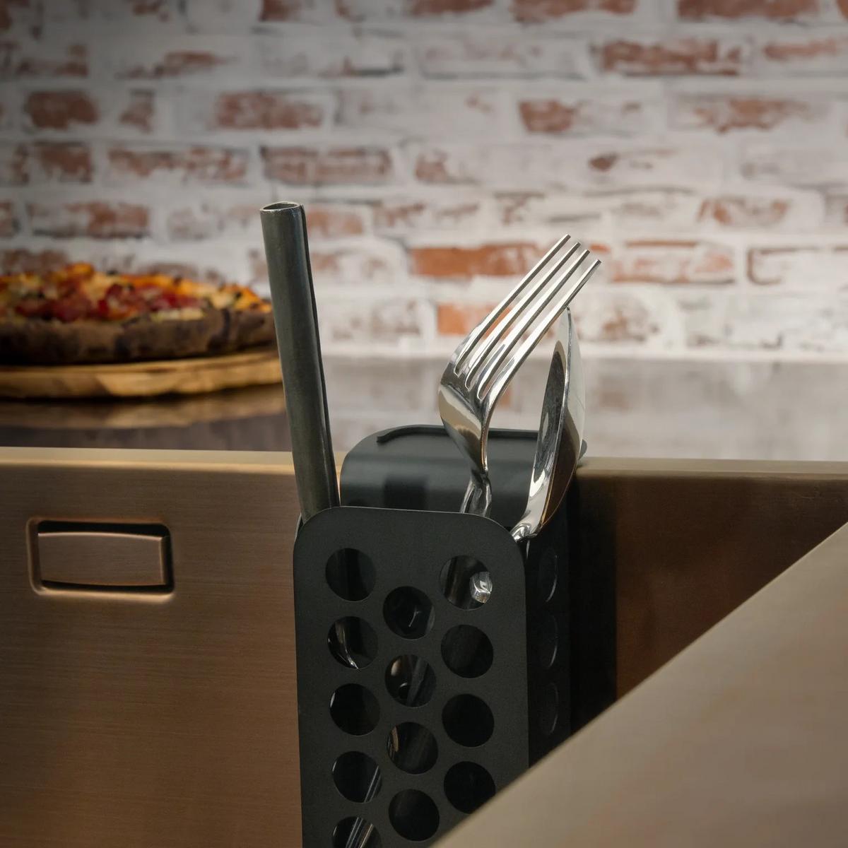 Küchenutensilienhalter Metall Schwarz B: 7 cm - Schwarz, Basics, Metall (7/12/7cm) - HAPPY SINKS