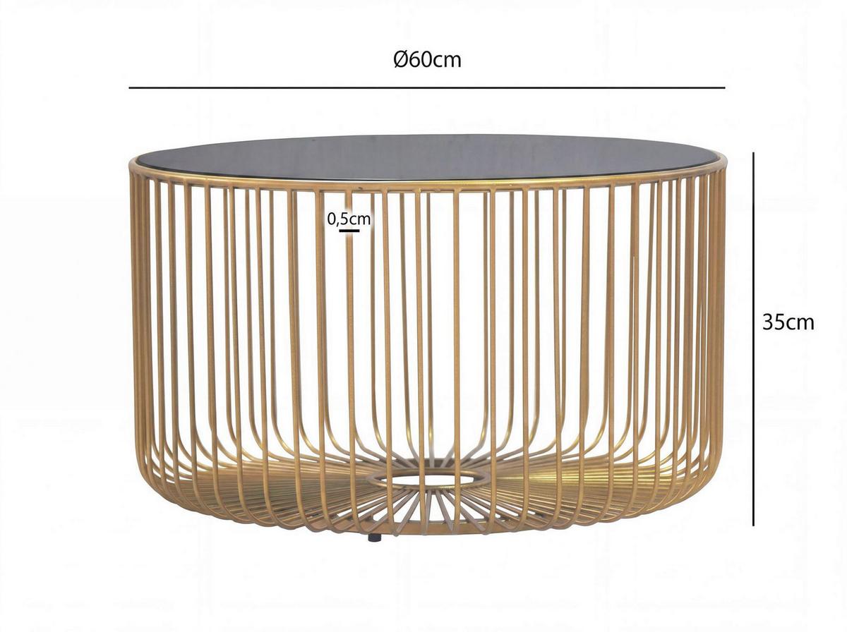 COUCHTISCH Goldfarben B: 60cm - Goldfarben, Design, Glas/Metall (60/60/35cm) - MID.YOU
