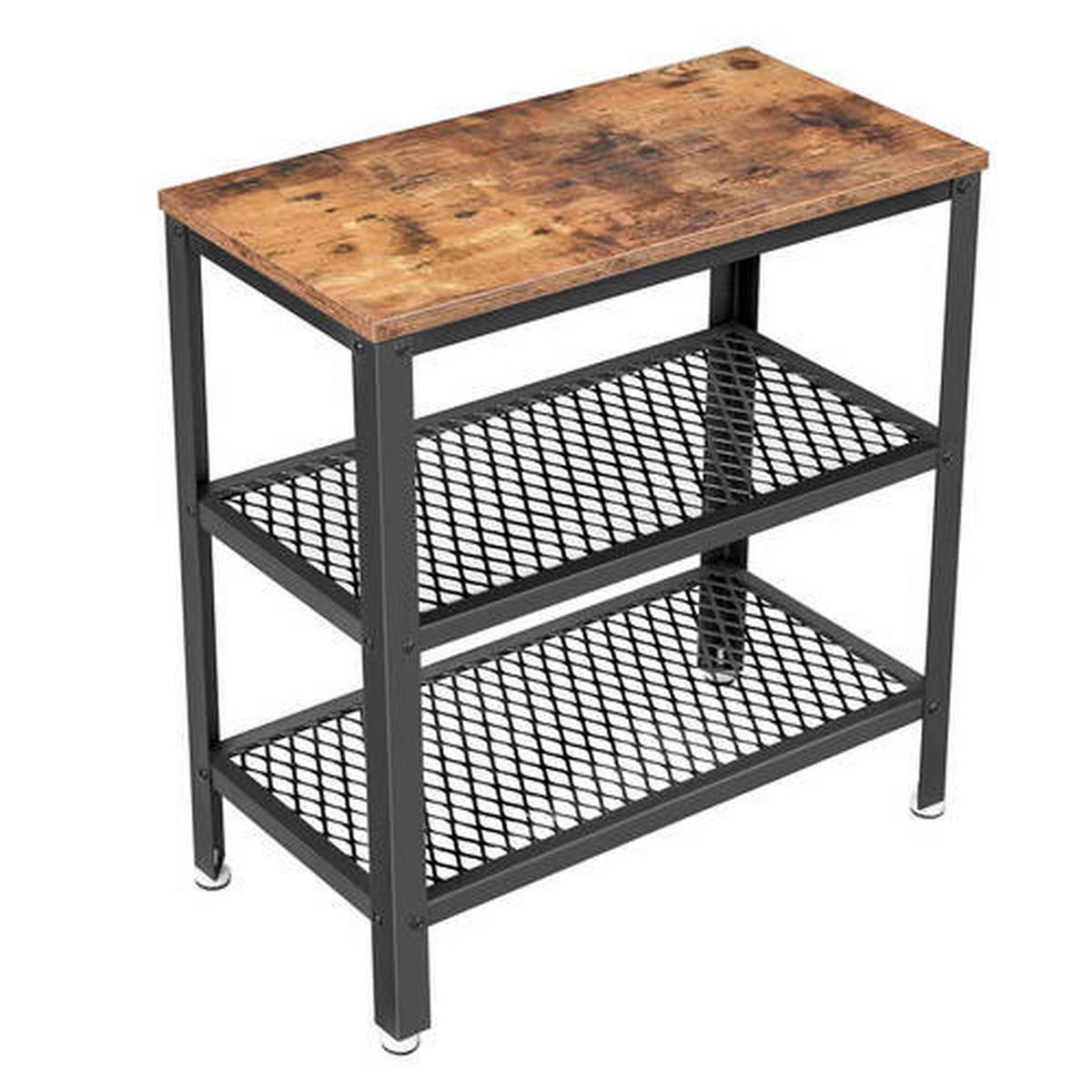 Beistelltisch mit Ablagefächer Braun, Schwarz - Schwarz/Braun, Trend, Holzwerkstoff/Metall (60/60/30cm) - Boxxx