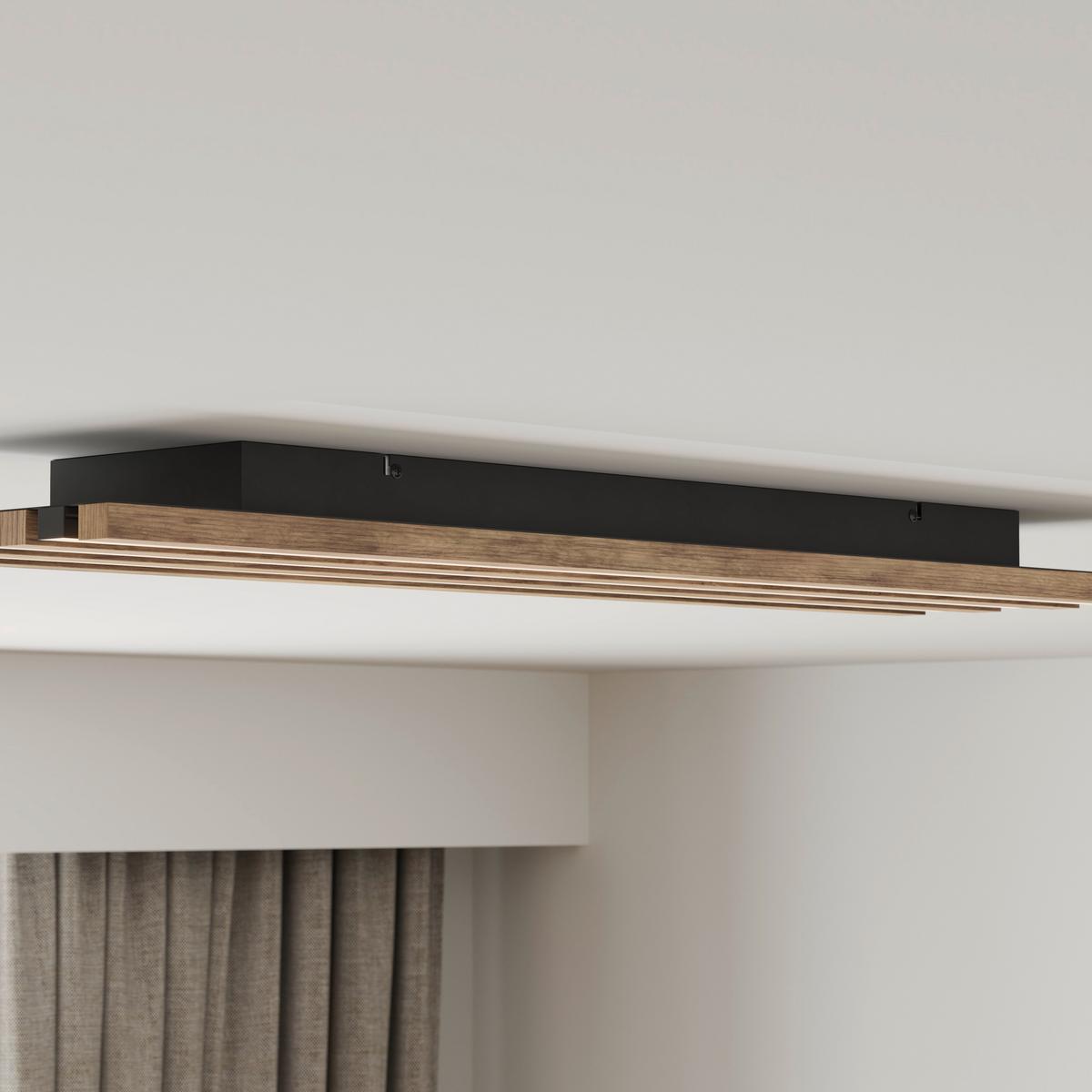 Led Mennyezeti Lámpa 67347d4 Hayden - sötétbarna/fekete, Natur, műanyag/faalapú anyag (80/20/5cm) - Globo