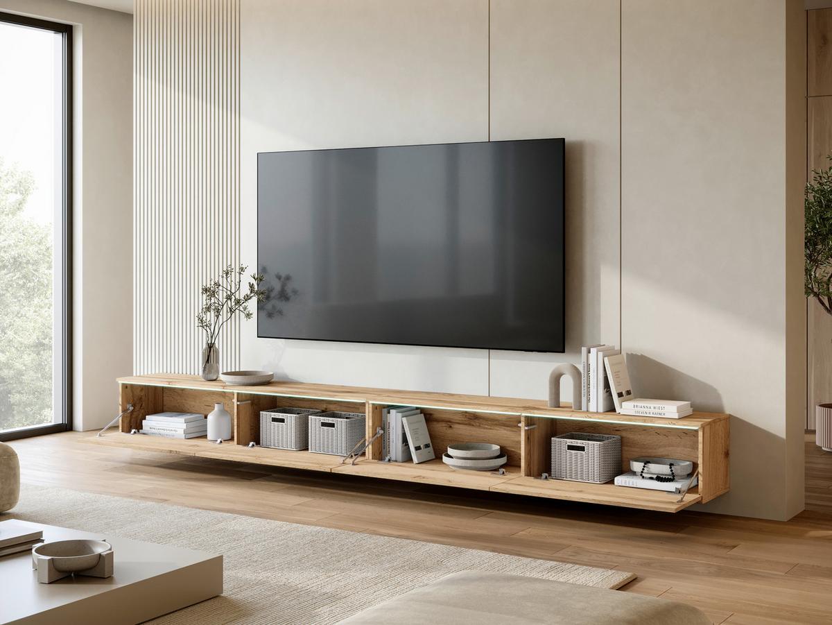 Lowboard D 300 Eiche Wotan B: 300 Cm - Eiche Wotan/Grau, Basics, Holzwerkstoff (300/32/33cm) - P & B