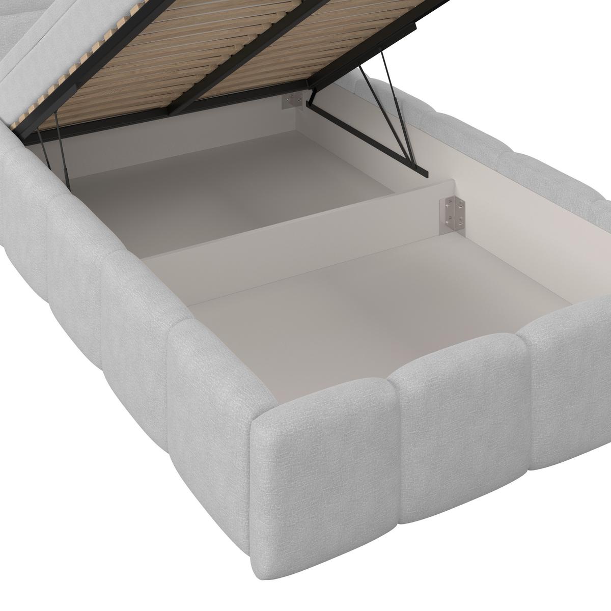 Polsterbett Noe Hellgrau 140x200 Cm - Hellgrau/Schwarz, Trend, Textil/Metall (140/200cm)