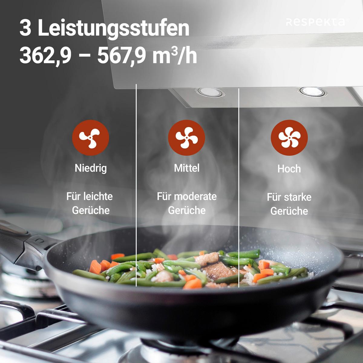 Kopffreihaube Respekta Hera Metall/Glas Weiß B: 59,5cm Led - Weiß, Trend, Glas/Metall (59,5/74,2-109,2/38,5cm) - Respekta
