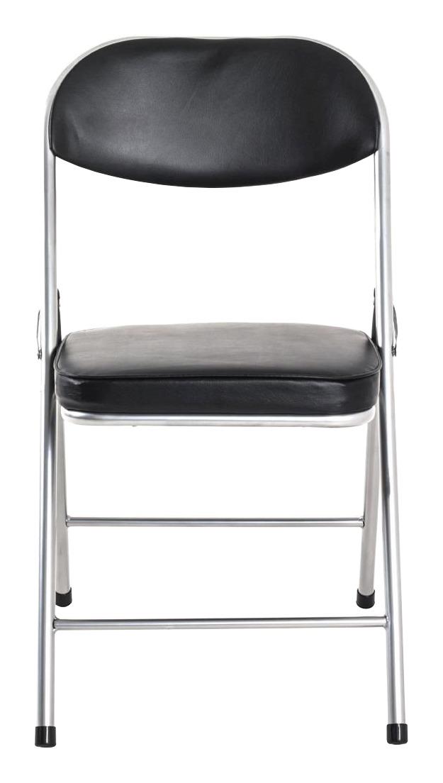 Klappsessel Kurt Stahl/Lederlook - Schwarz/Alufarben, MODERN, Textil/Metall (47/79/53cm)
