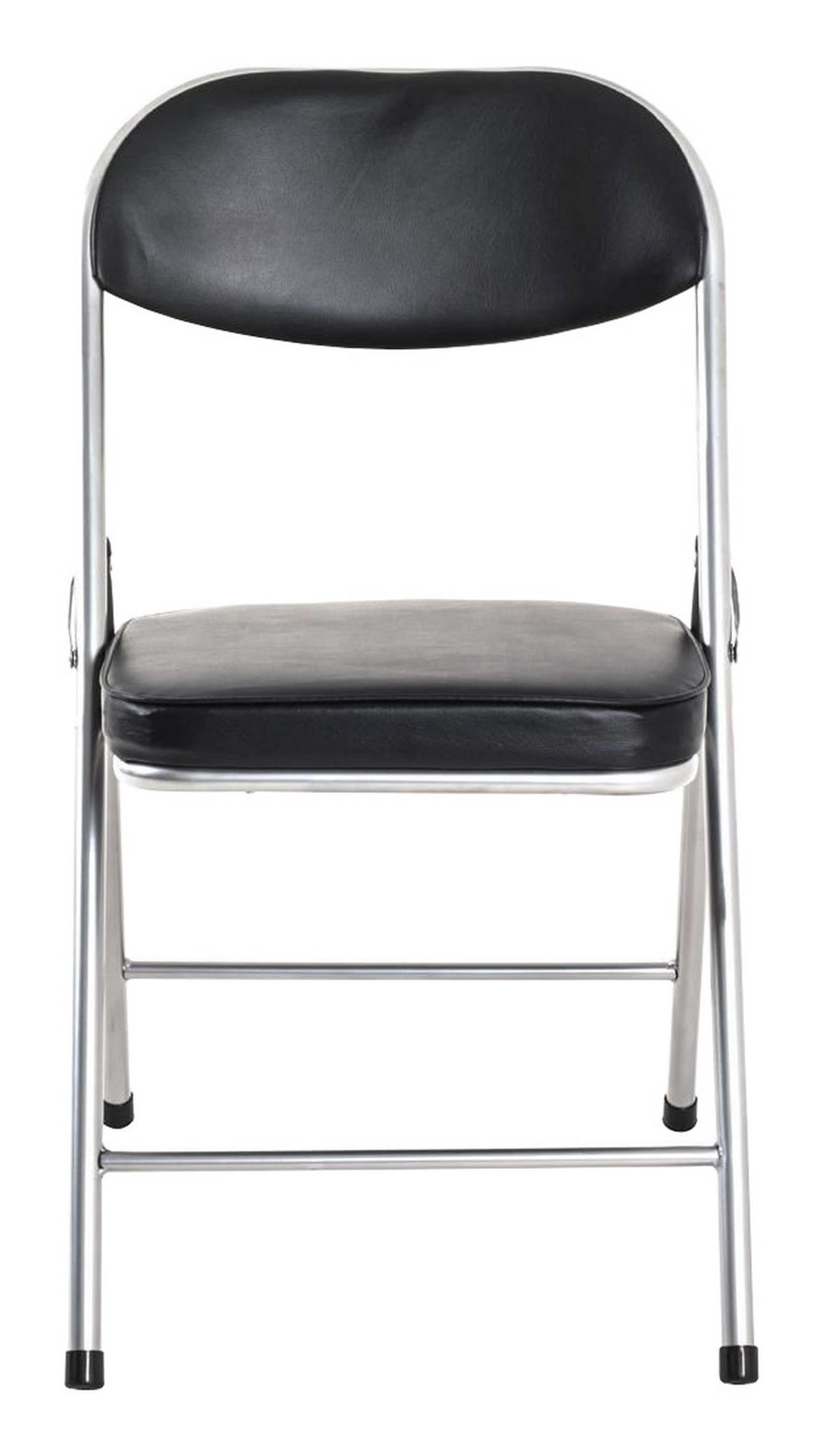 Klappsessel Kurt Stahl/lederlook - Schwarz/Alufarben, MODERN, Textil/Metall (47/79/53cm)