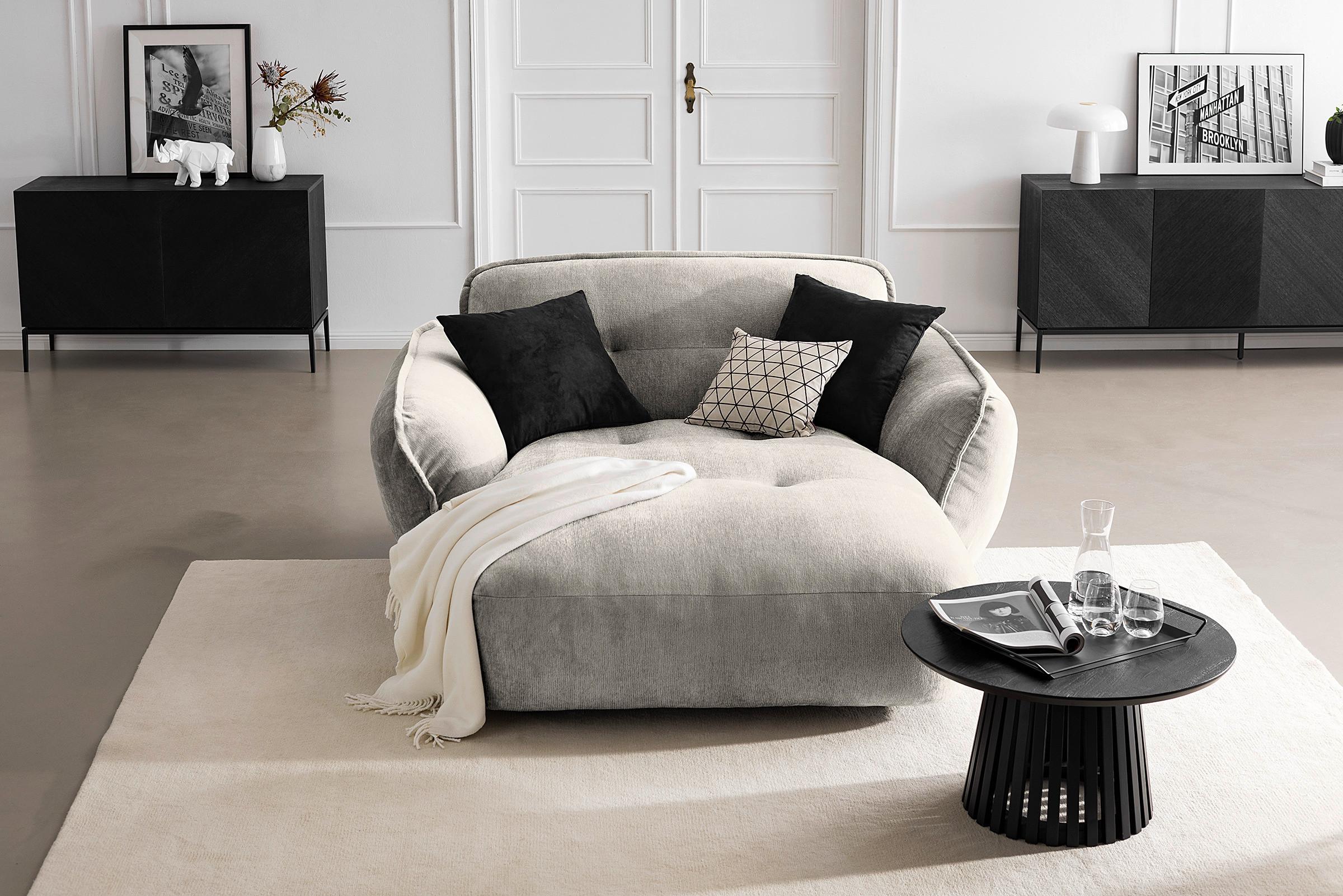 XXL-Sessel Fluffy, Silberfarben B: 182 cm - Silberfarben/Schwarz, MODERN, Textil (182/87/184cm) - Trendmanufaktur