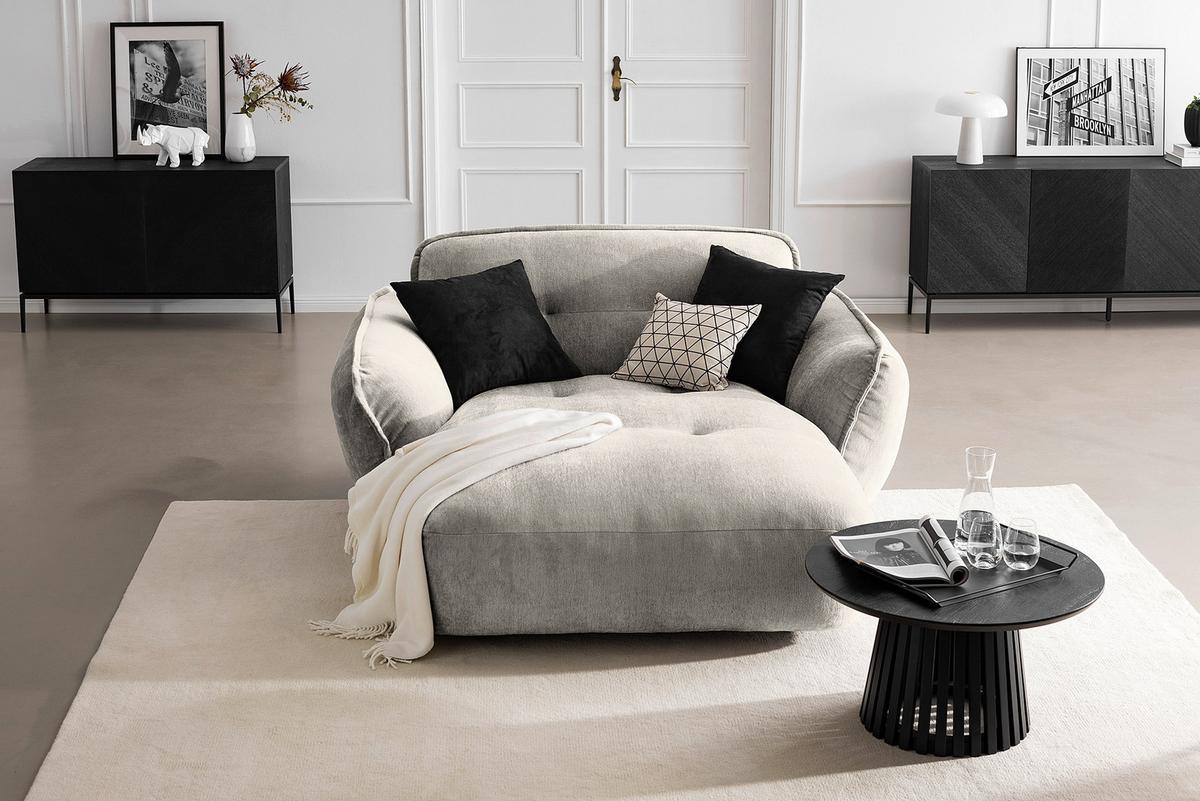 XXL-Sessel Fluffy, Silberfarben B: 182 cm - Silberfarben/Schwarz, MODERN, Textil (182/87/184cm) - Trendmanufaktur