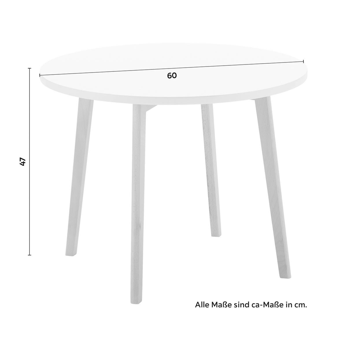 Dětský stůl Tibby - bílá/barvy buku, Moderní, dřevo (60/47cm) - Modern Living