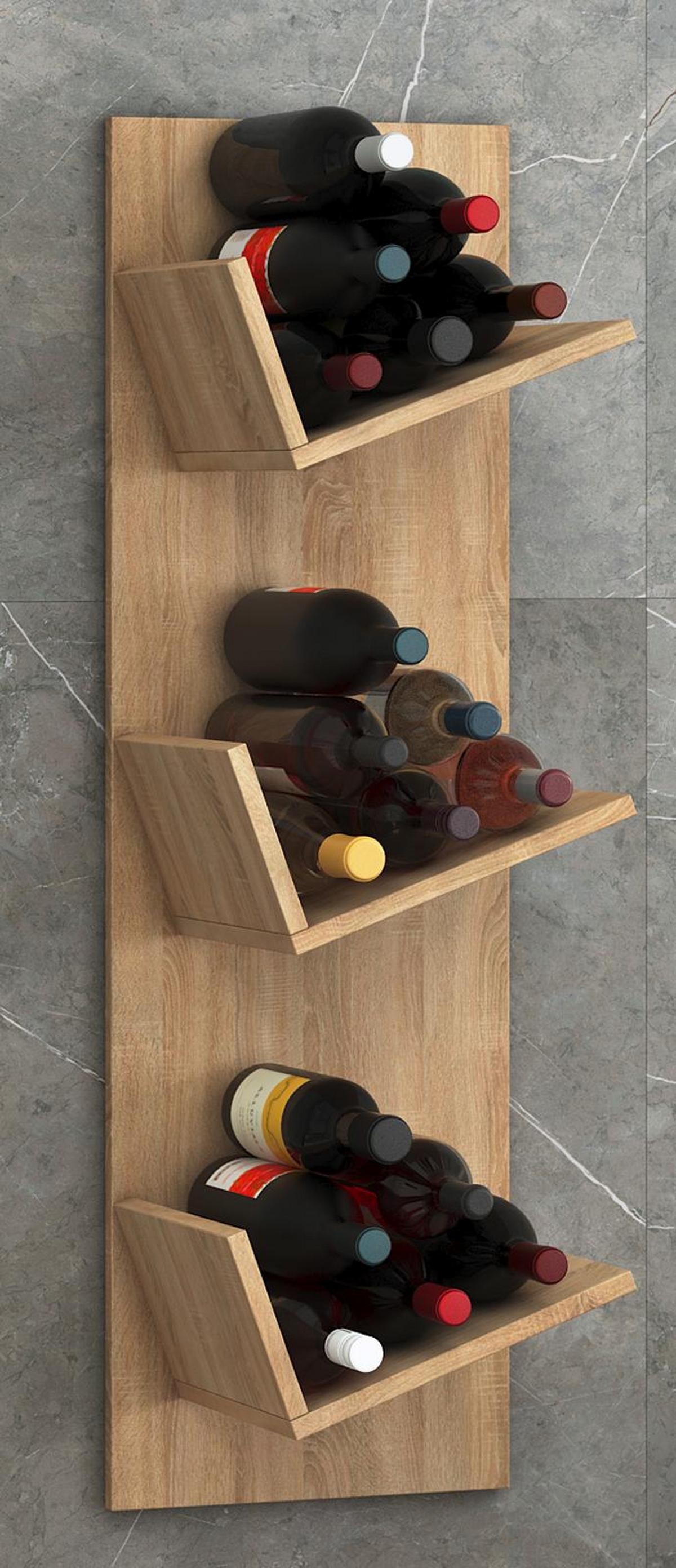 Weinregal Vinosi Eichefarben B: 33 cm - Eichefarben, Basics, Holzwerkstoff (33/106,5/25,6cm) - MID.YOU